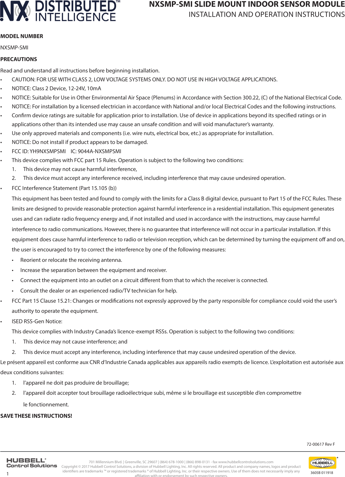 Page 1 of HLI Solutions NXSMPSMI Sensor Module User Manual 