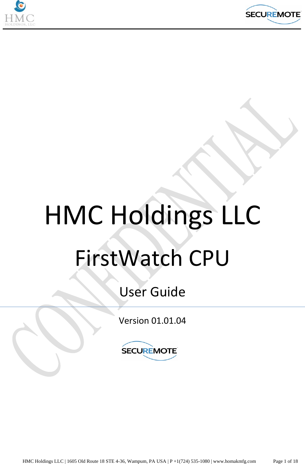 HMC SRC301 FirstWatch CPU User Manual FCC FWCPU 01 01 04