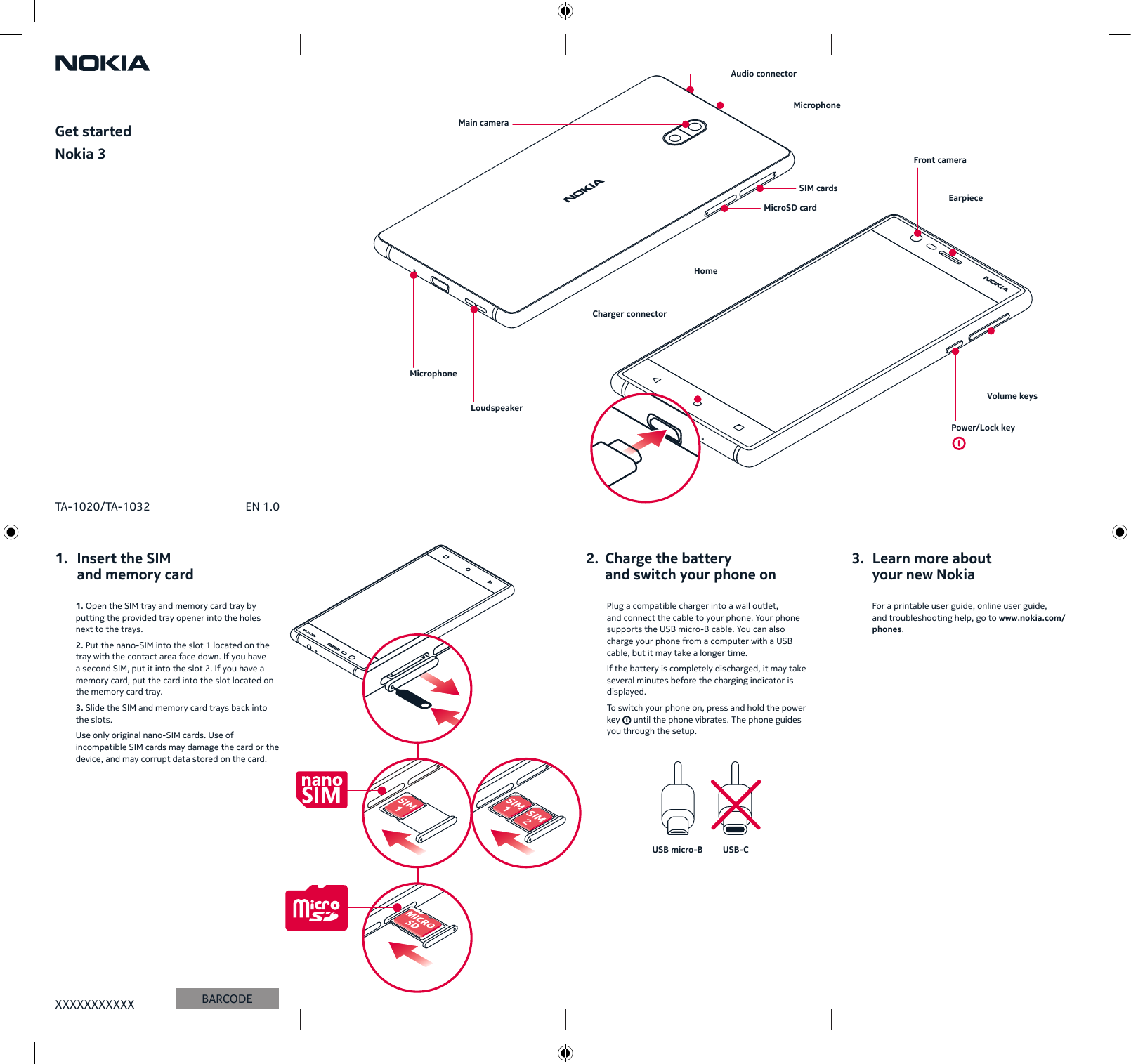 HMD global TA-1020 Smart Phone User Manual Quick Start Guide