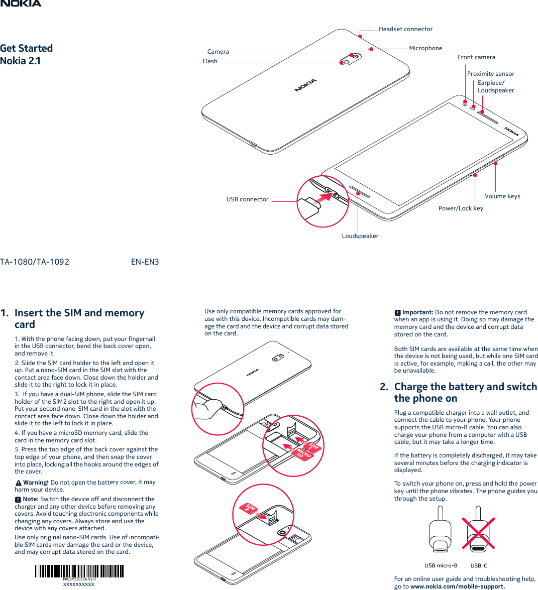 Page 1 of HMD global TA-1080 GSM/WCDMA/LTE Mobile Phone User Manual 