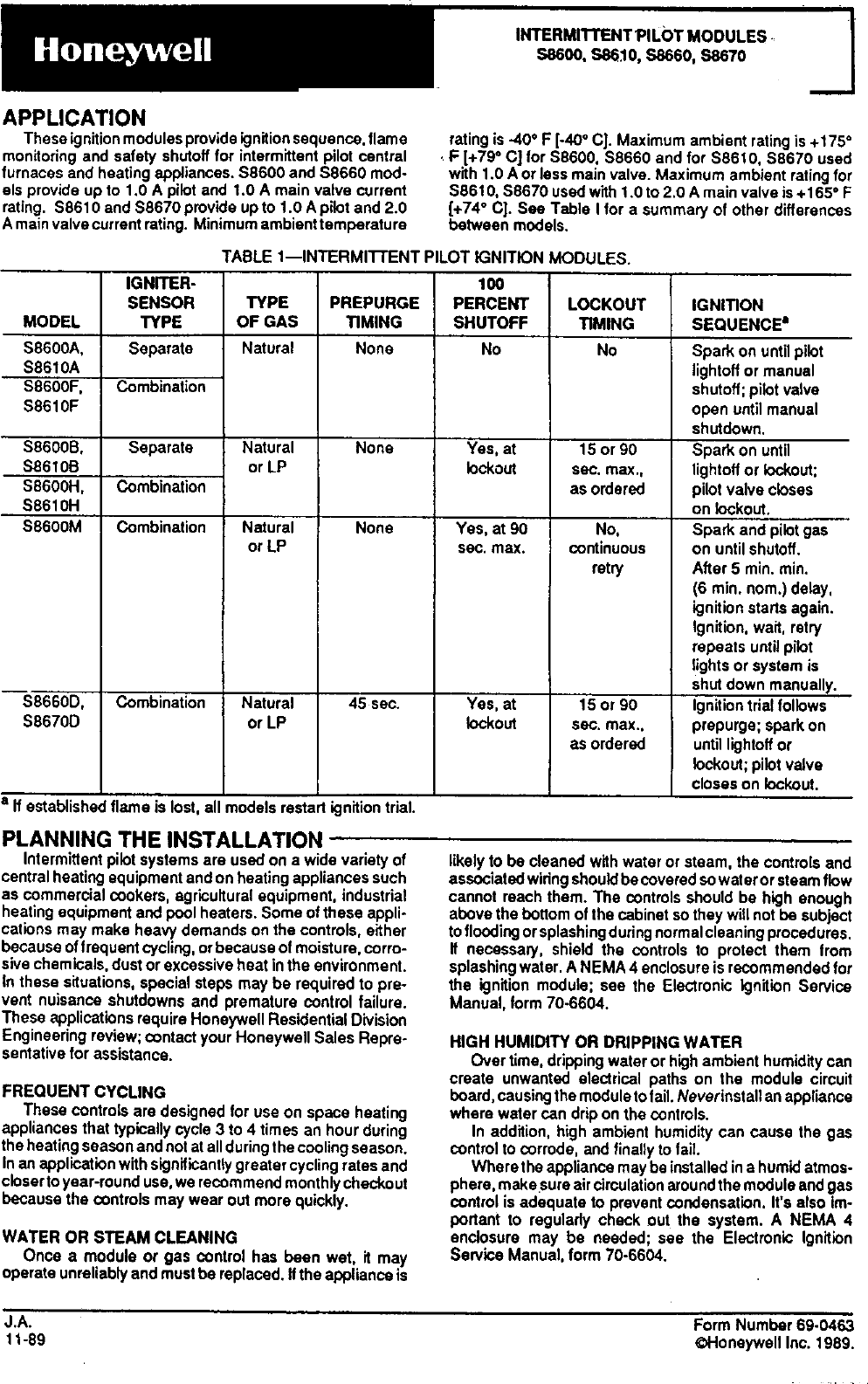 HONEYWELL Controls And HVAC Accessories Manual L0210045