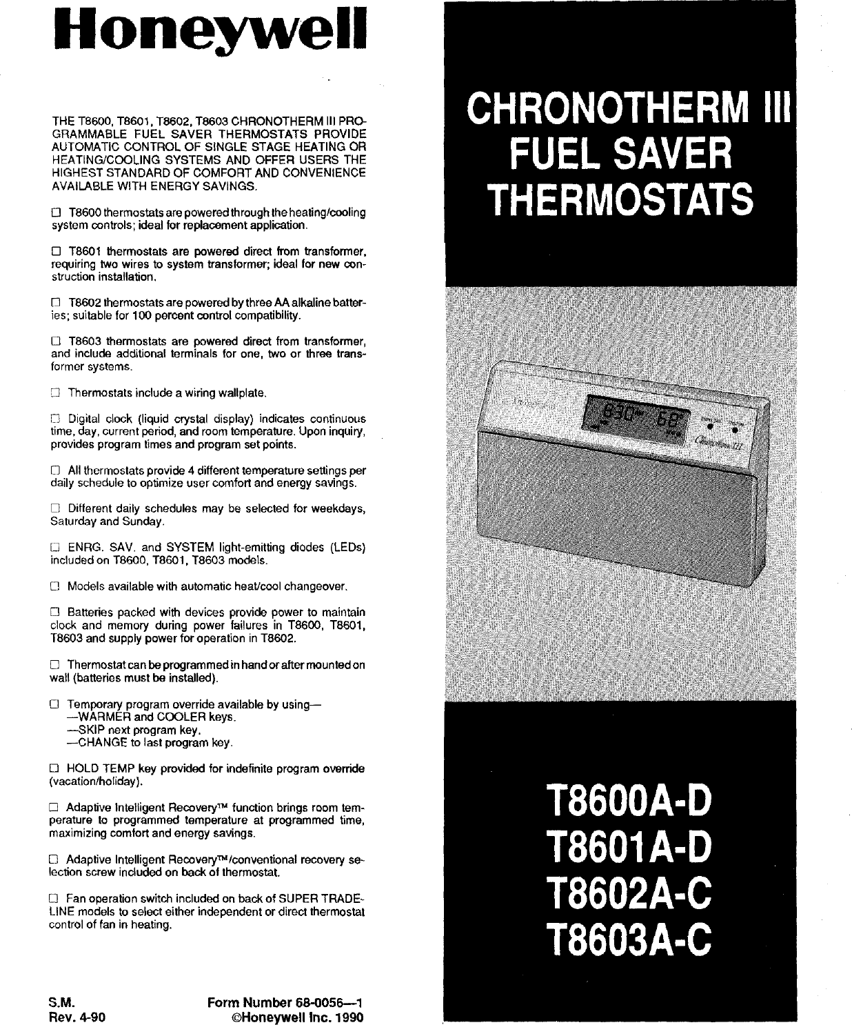 HONEYWELL Controls And HVAC Accessories Manual L0712581