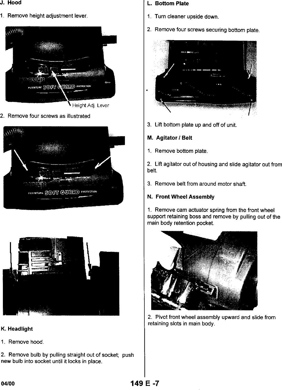 Page 7 of 12 - HOOVER  Vacuum, Upright Manual L0060190