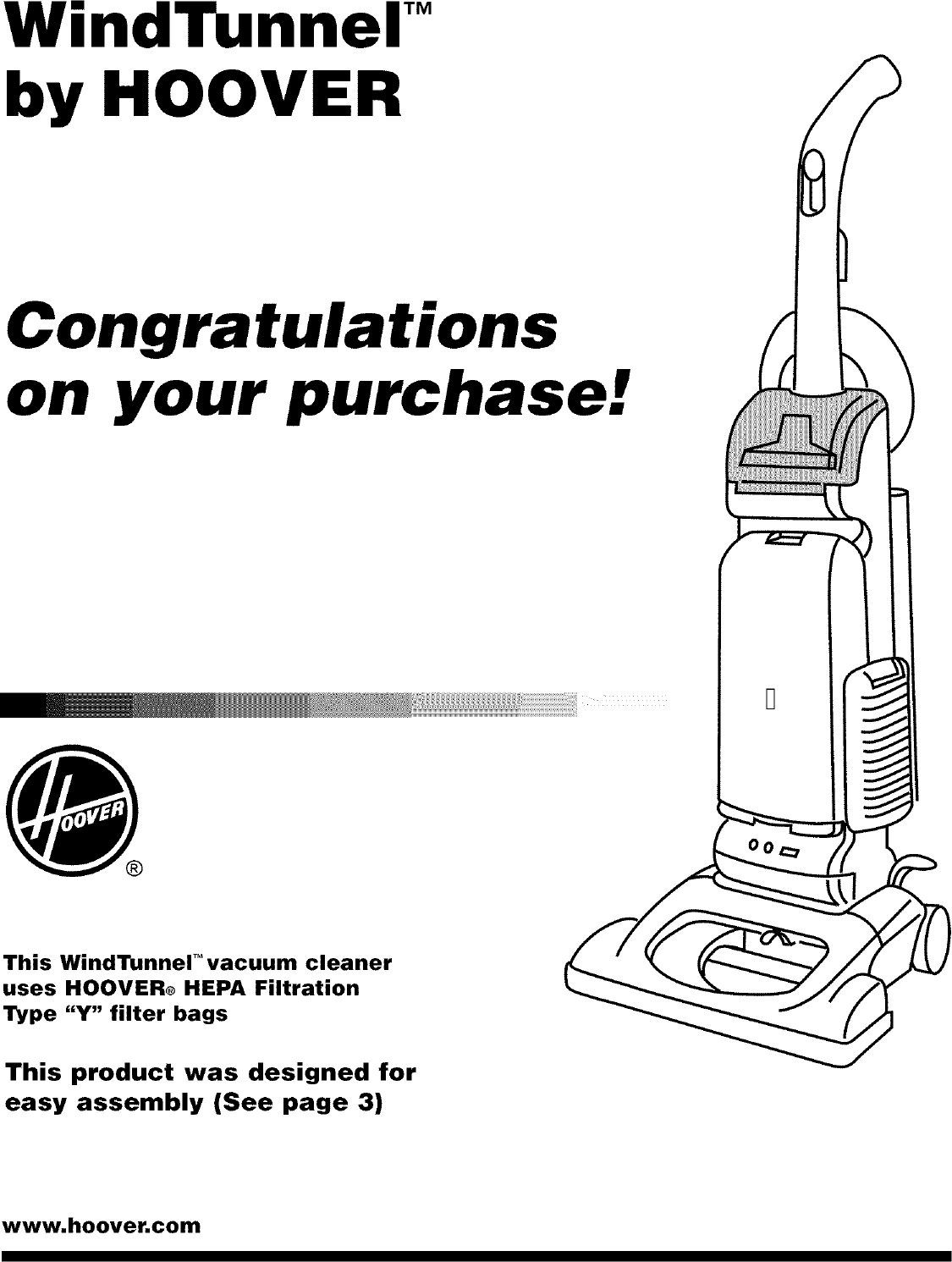 Page 1 of 12 - HOOVER  Vacuum, Upright Manual L0522973