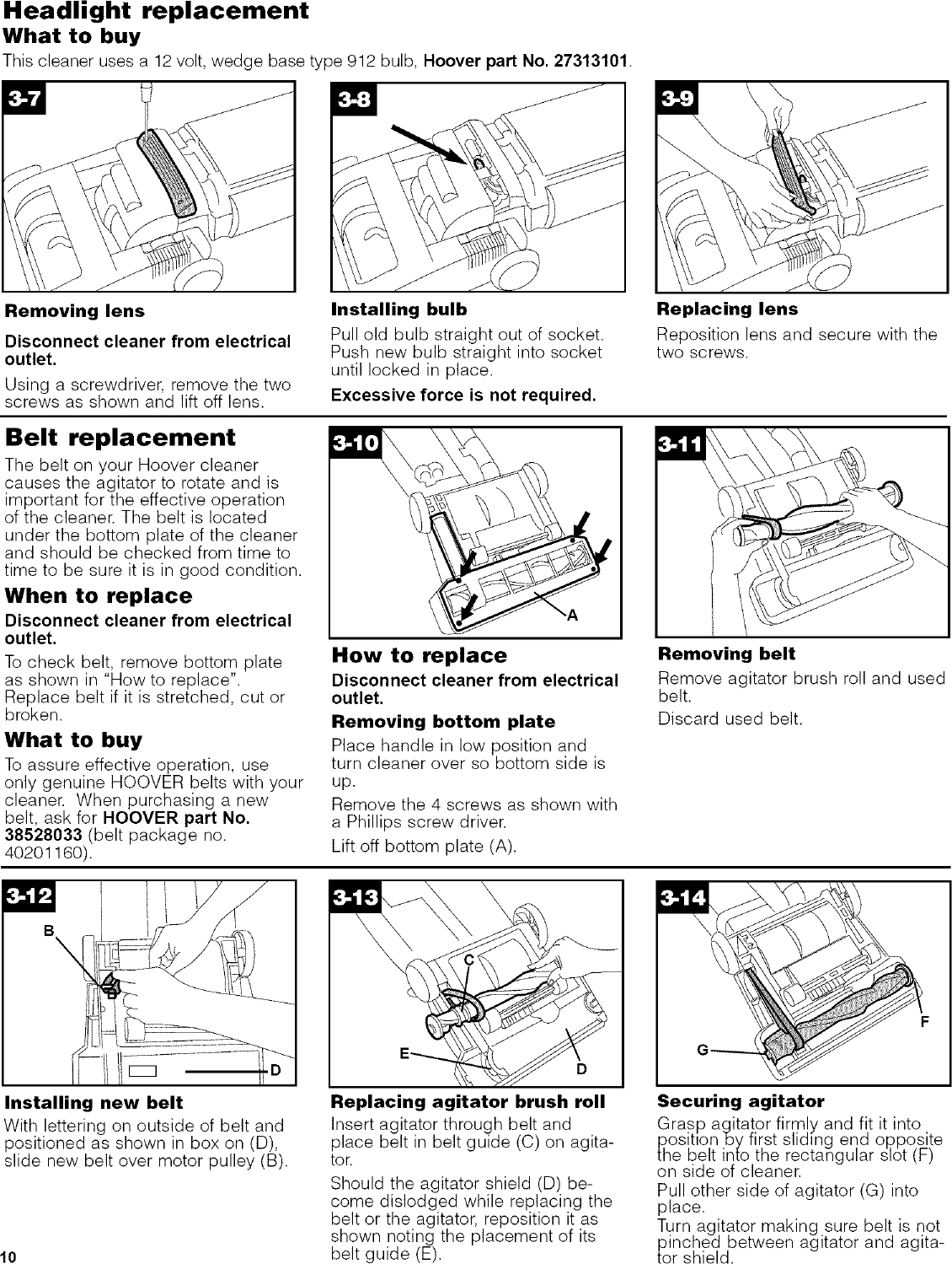 Page 10 of 12 - HOOVER  Vacuum, Upright Manual L0522973