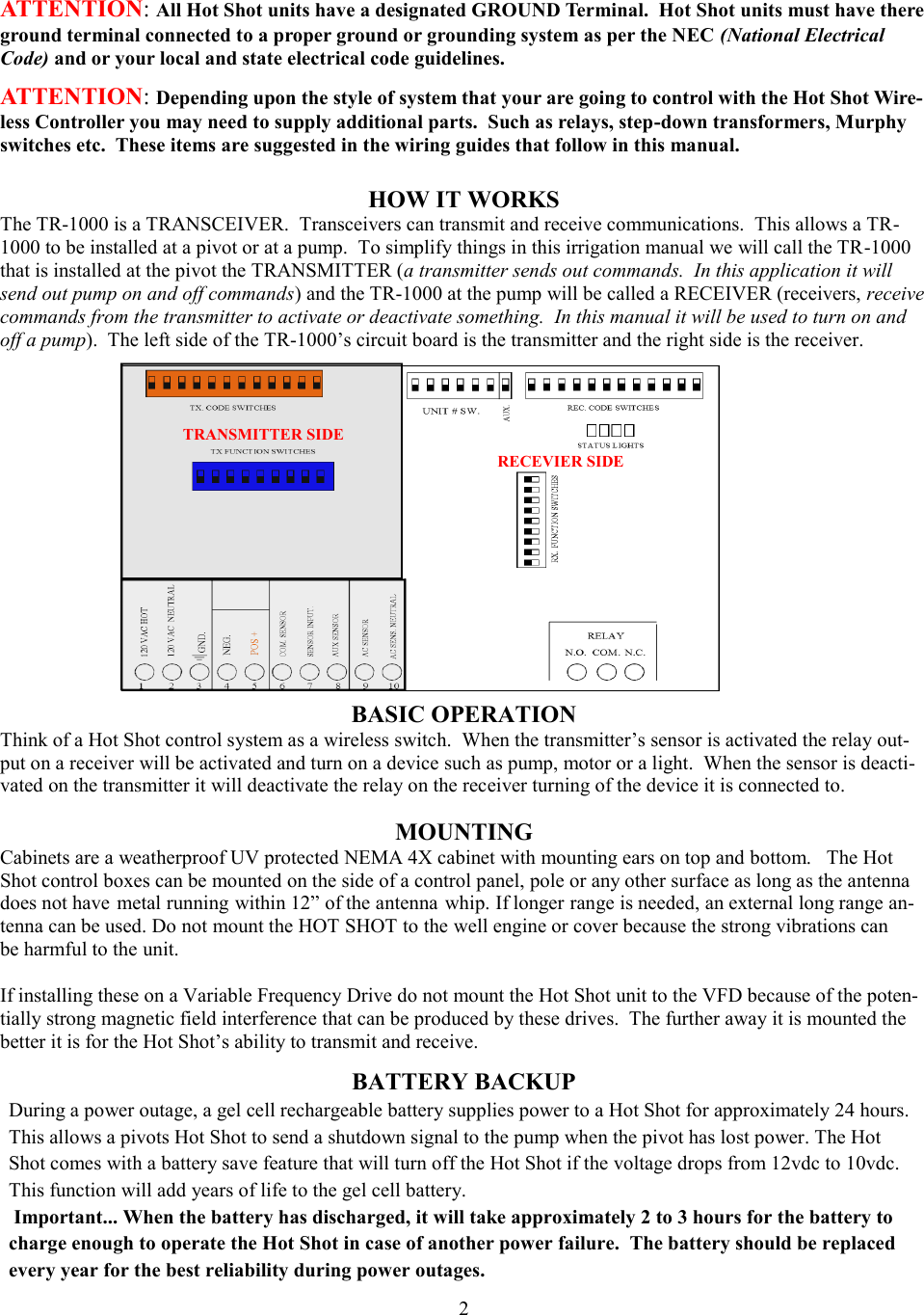 Page 2 of HOT SHOT SYSTEMS HOTSHOT TR-1000 User Manual 