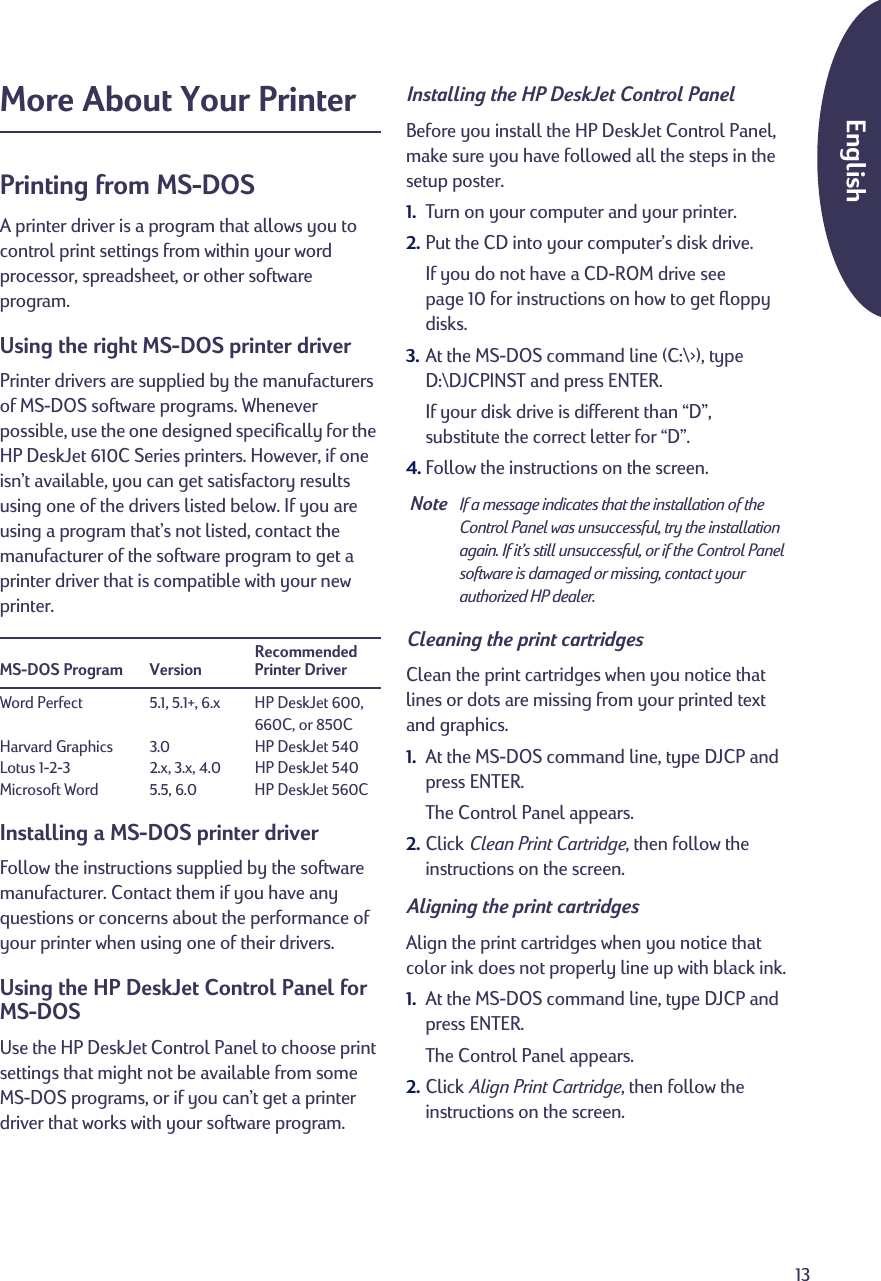 Hp Alton Euroug Desk Jet 610c 系列打印机用户指南手册 英文 中文版 Bpd06769