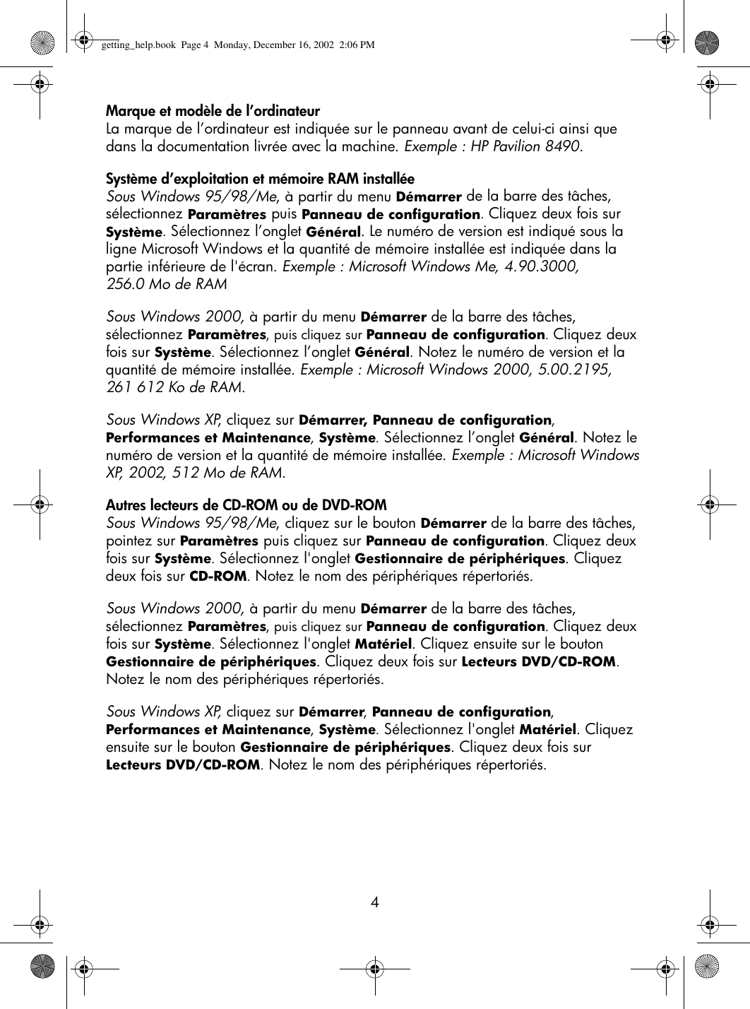 Page 4 of 10 - HP  DVD Writer Dvd300i And 300e - (French) Getting Help Guide Bpg41067