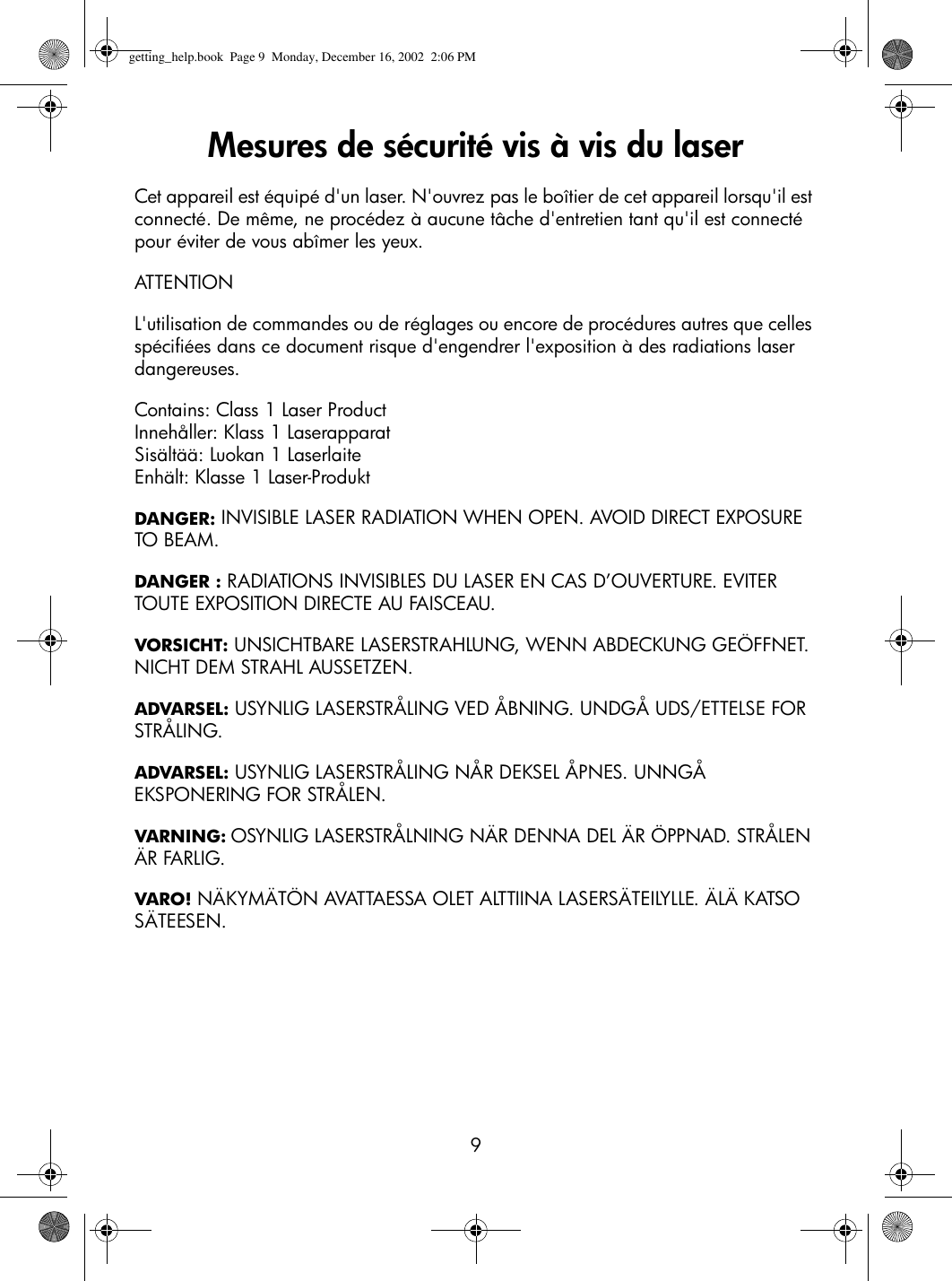 Page 9 of 10 - HP  DVD Writer Dvd300i And 300e - (French) Getting Help Guide Bpg41067