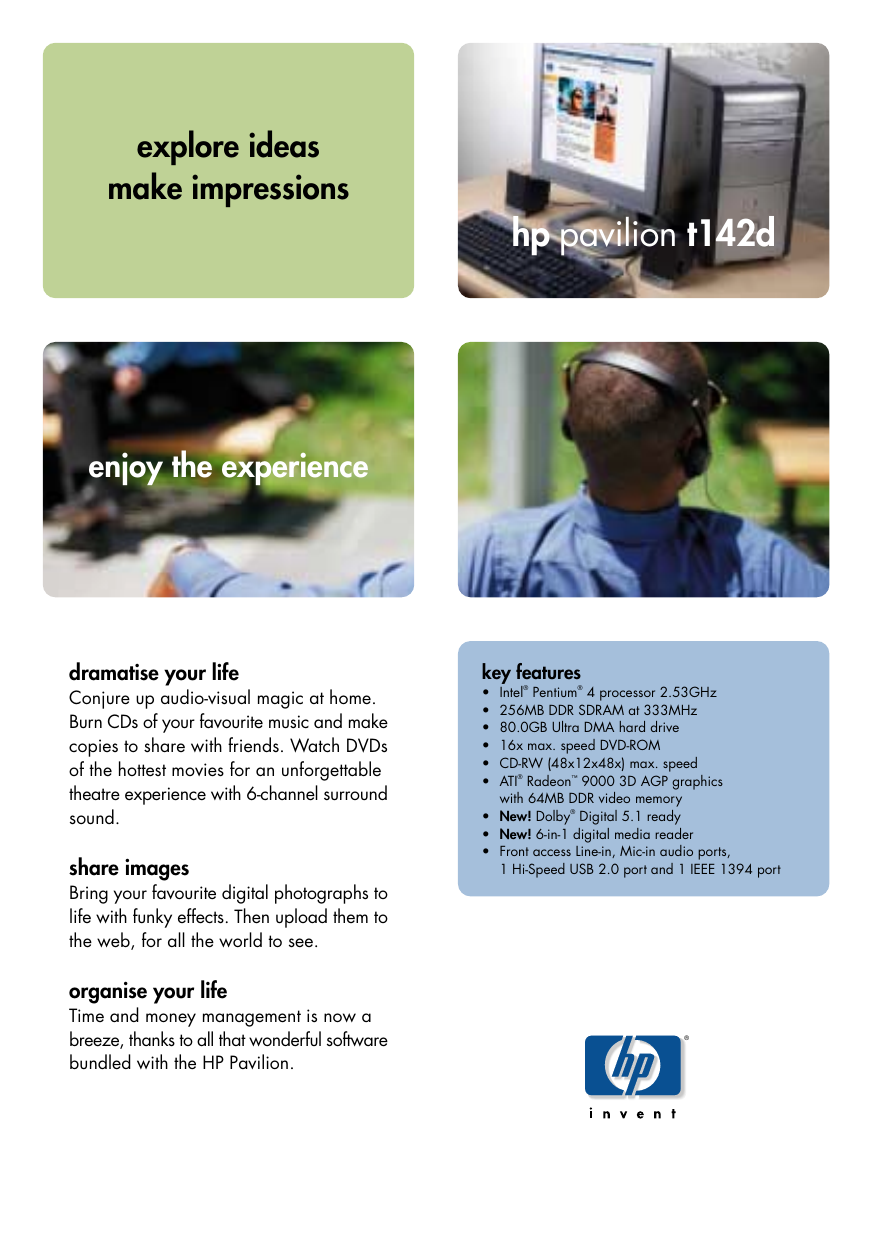 Page 1 of 2 - HP Pavilion Desktop PC - (English) T142d Product Datasheet And Specifications Bph08189