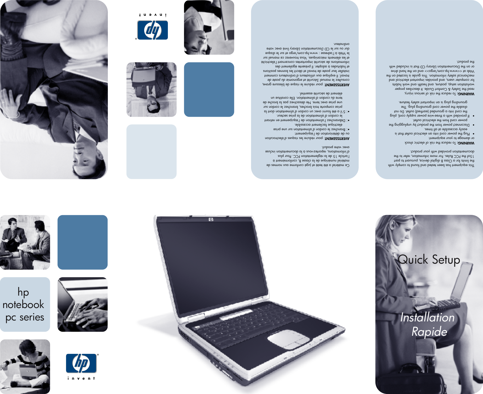 Page 1 of 2 - HP 311219-002_front Pavilion Notebook PC Xt4300 Xt5300 Ze4200 Ze4300 And Ze5300 Series - (English) Quick Setup Poster Bph08271