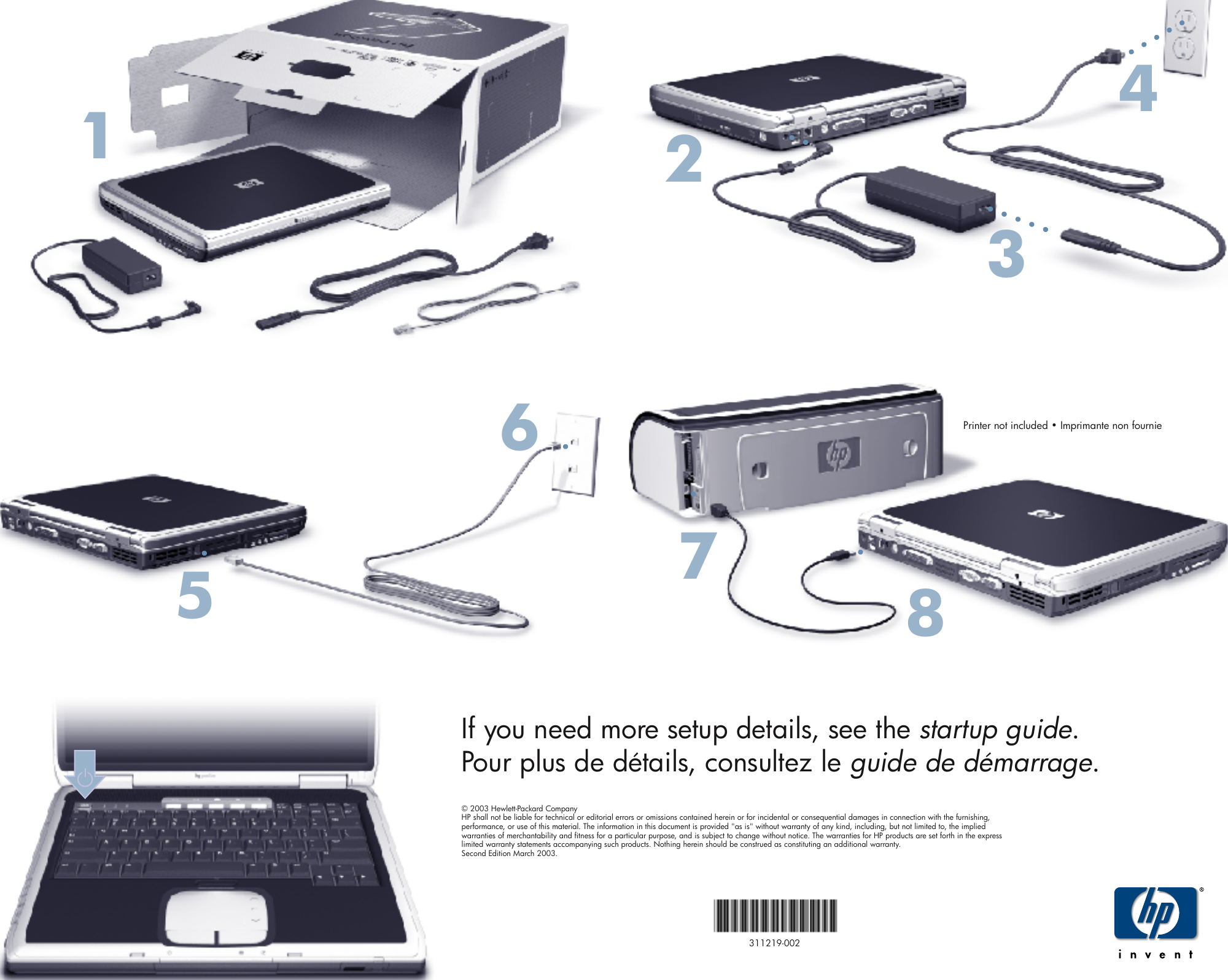Page 2 of 2 - HP 311219-002_front Pavilion Notebook PC Xt4300 Xt5300 Ze4200 Ze4300 And Ze5300 Series - (English) Quick Setup Poster Bph08271