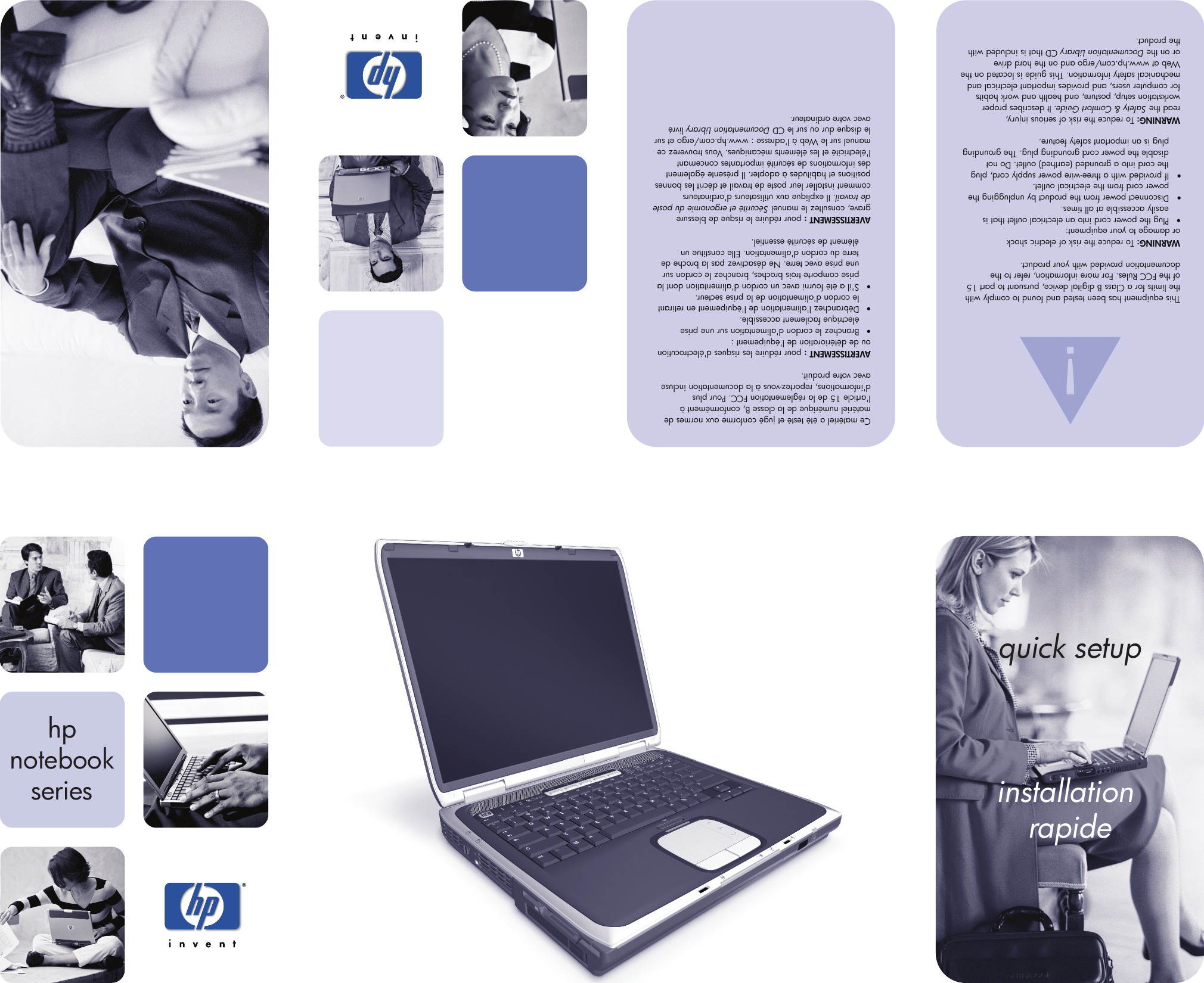 Page 1 of 2 - HP 311220-003_front Pavilion Ze5400 Notebook Series - Quick Setup Poster Bph08486