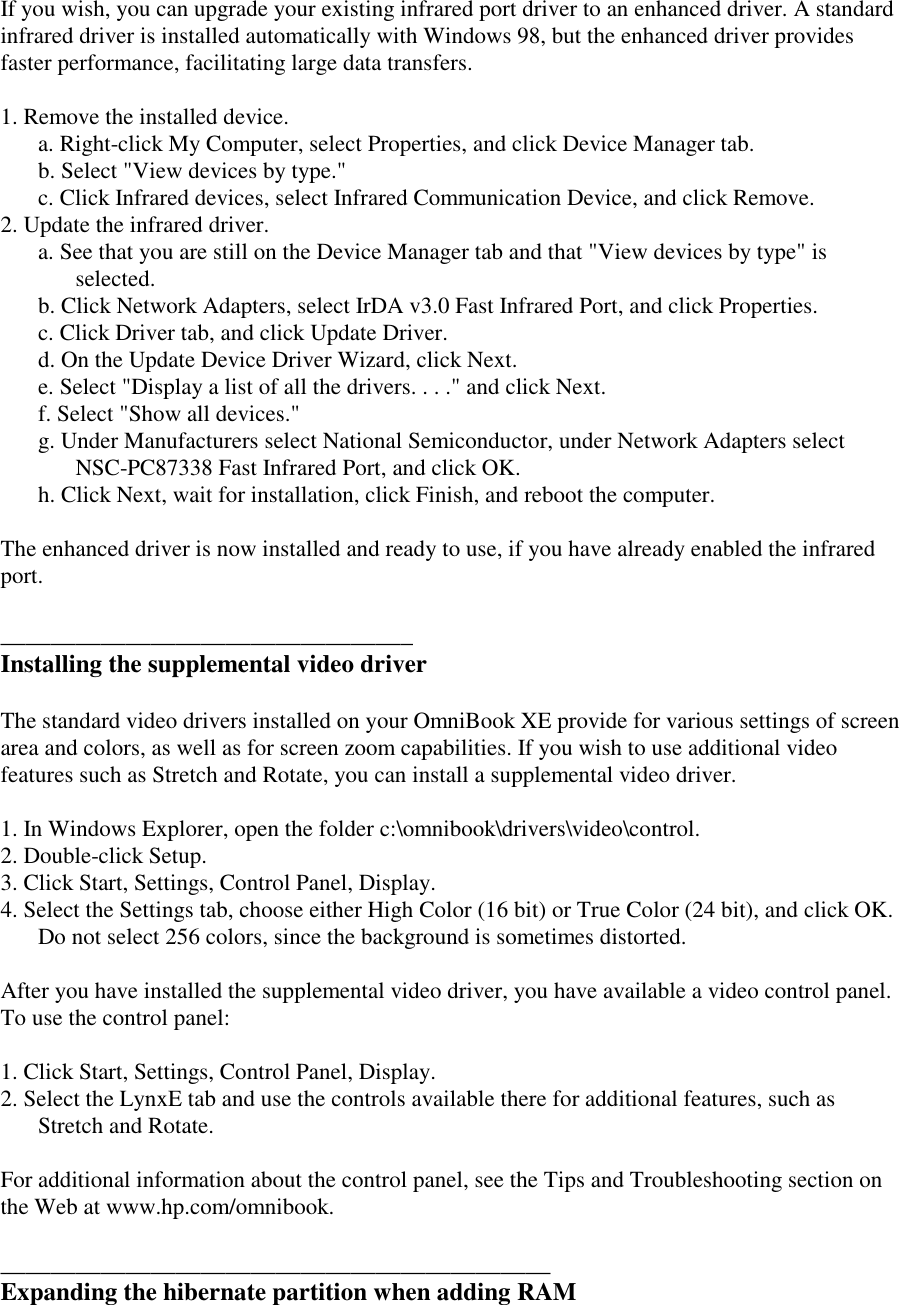 Page 2 of 6 - HP Omnibook Omni Book XE2 - Readme File Bpi03807