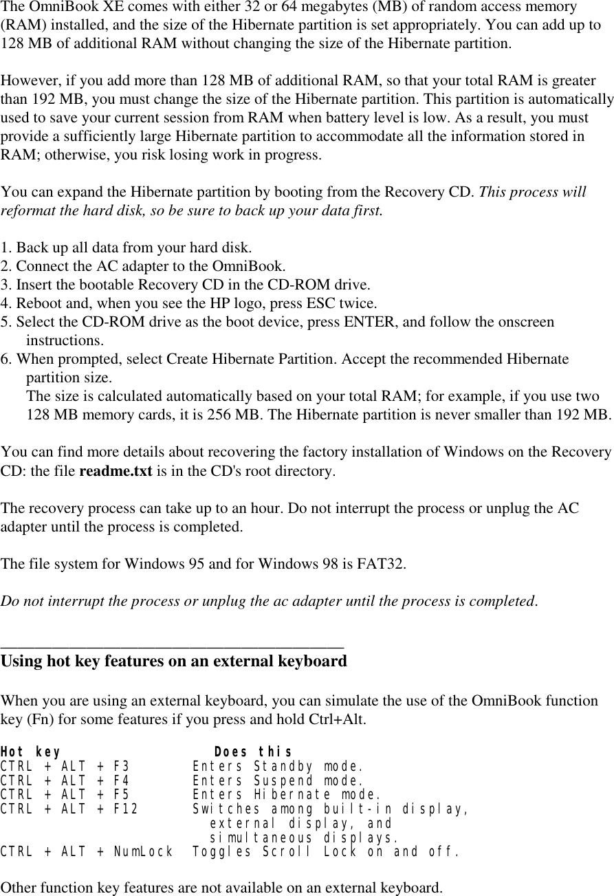 Page 3 of 6 - HP Omnibook Omni Book XE2 - Readme File Bpi03807