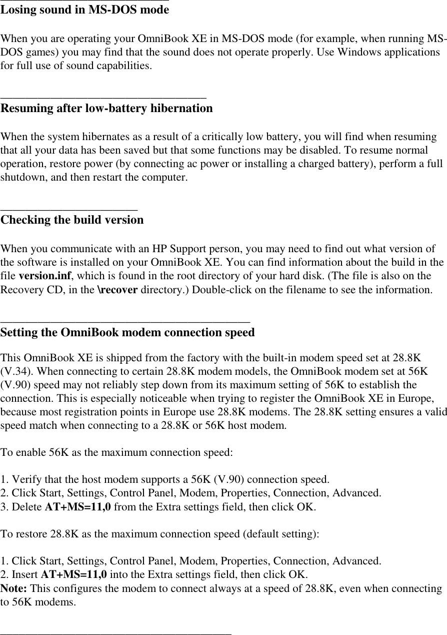 Page 5 of 6 - HP Omnibook Omni Book XE2 - Readme File Bpi03807