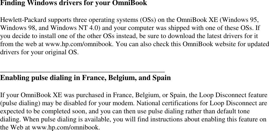 Page 6 of 6 - HP Omnibook Omni Book XE2 - Readme File Bpi03807