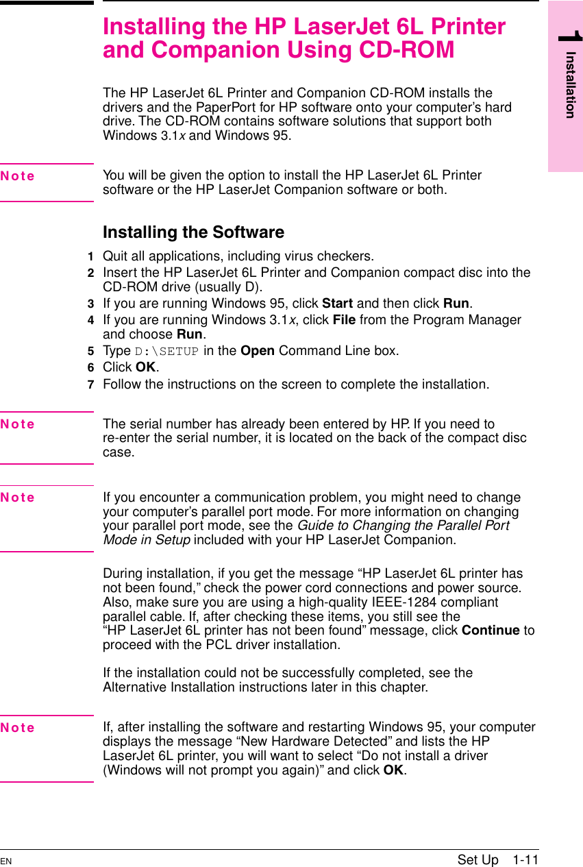hp laserjet 6l printer manual