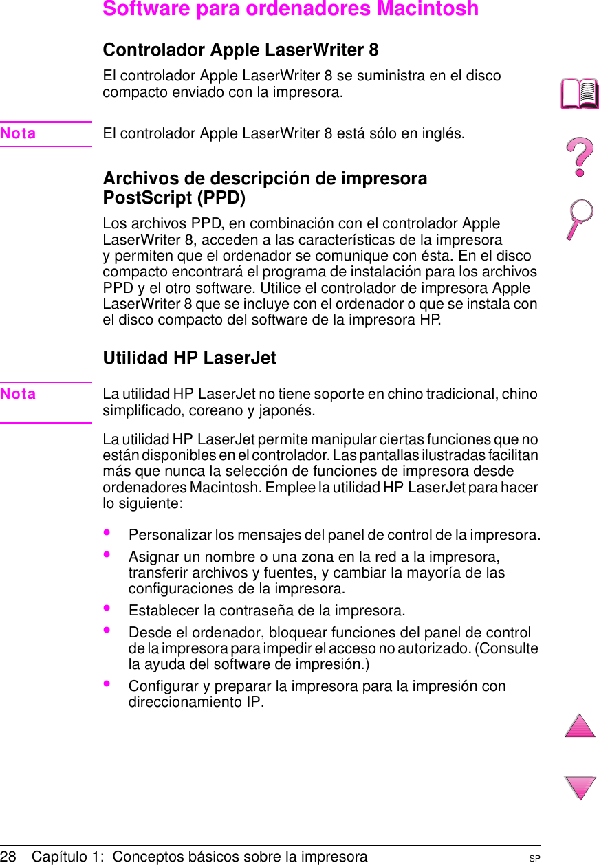 HP Laser Jet 4050, 4050N, 4050T And 4050TN Printers (Spanish) User's Guide  Bpl06920