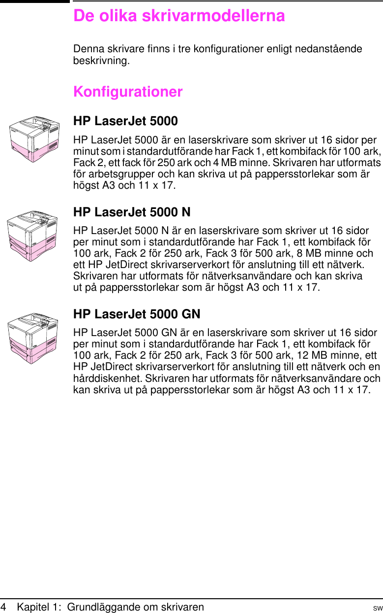 Hp Laser Jet 5000 5000 N Och Gn Skrivare Svenska