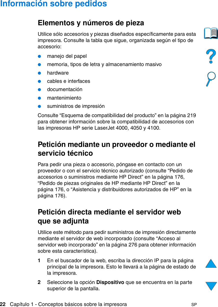 HP UserGuide Laser Jet 4100 Series (Spanish) User Guide Bpl10349