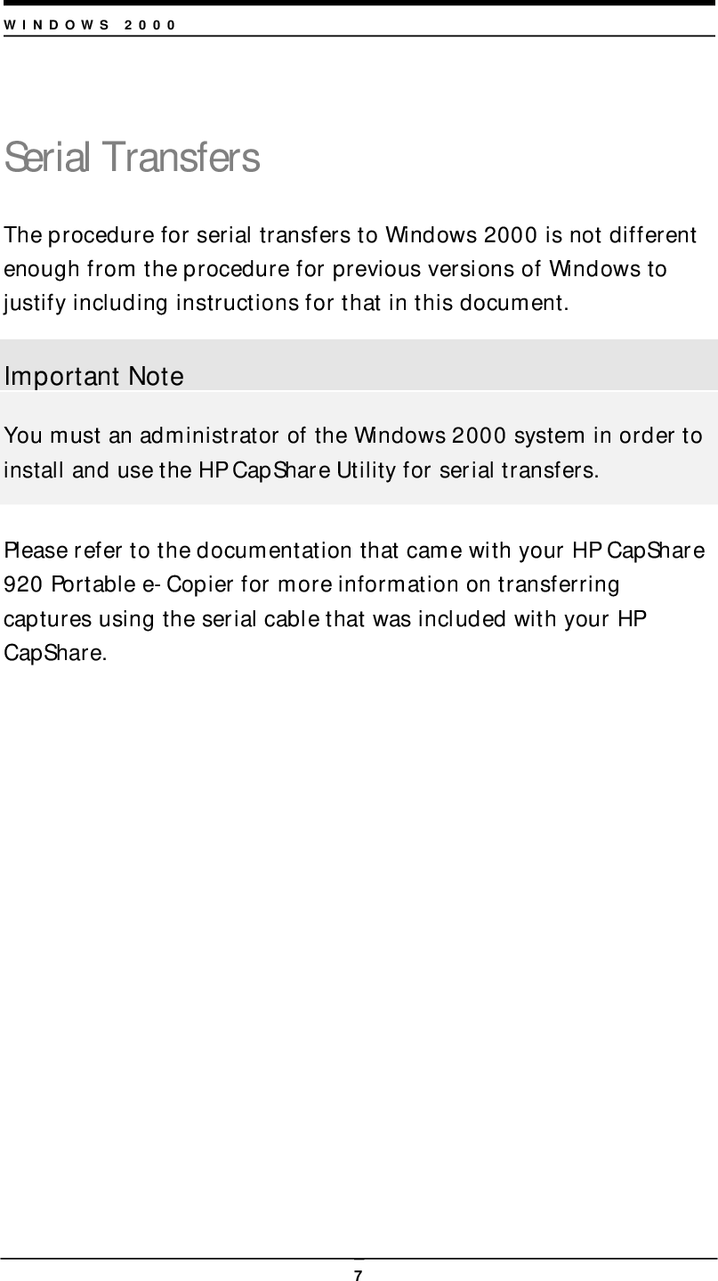 Page 9 of 9 - HP Win 2K Capshare User's Guide Cap Share 920 Portable E-Copier - Windows 2000 Guide, Not Orderable Bps80163