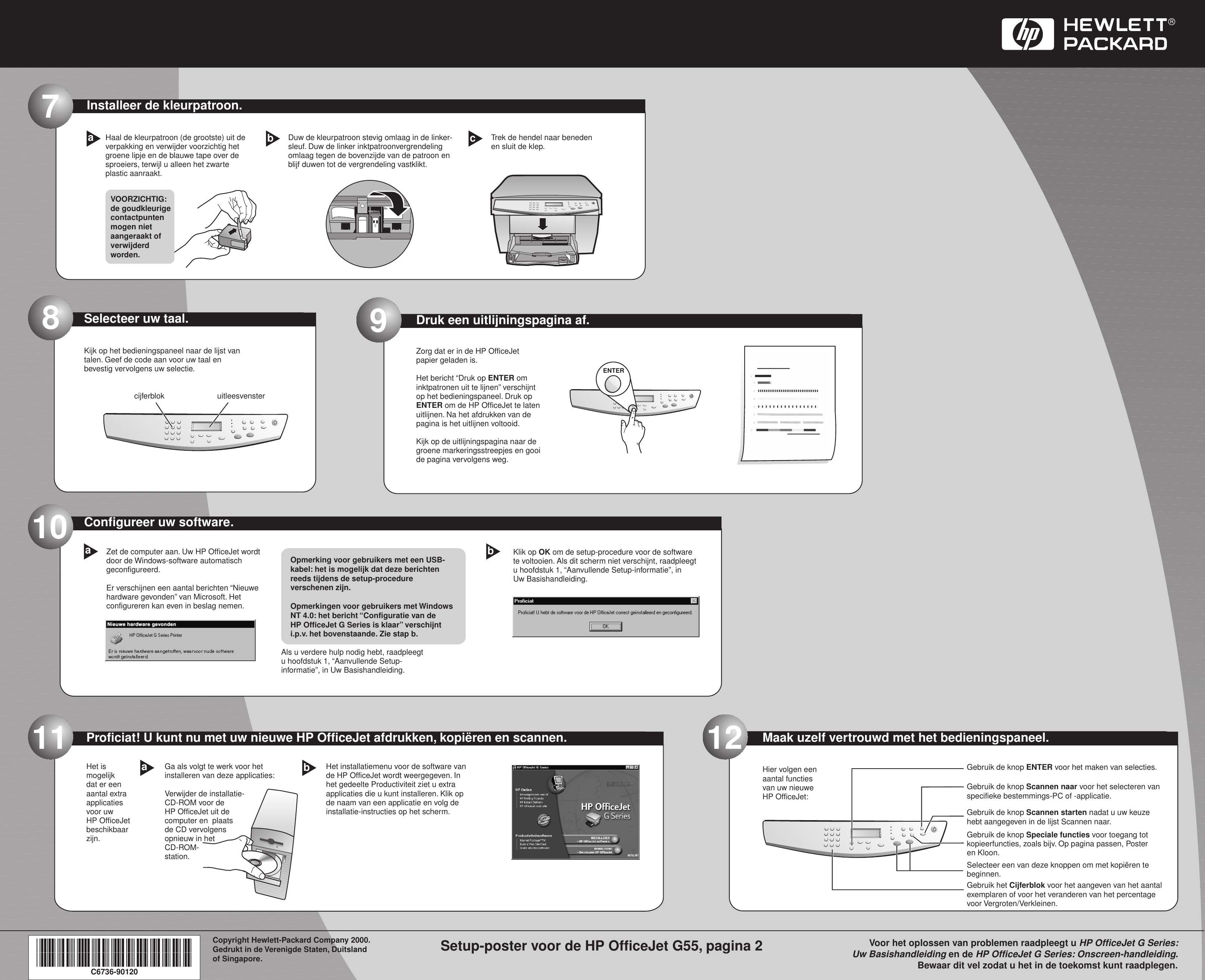 Page 2 of 2 - HP  Officejet G55 - Quick Setup-poster Voor Windows (Nederlands) Bpu03138