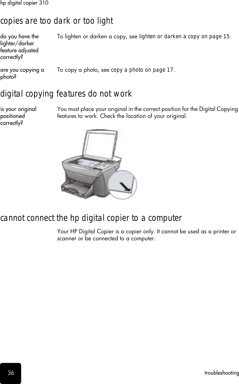 hp digital copier 310