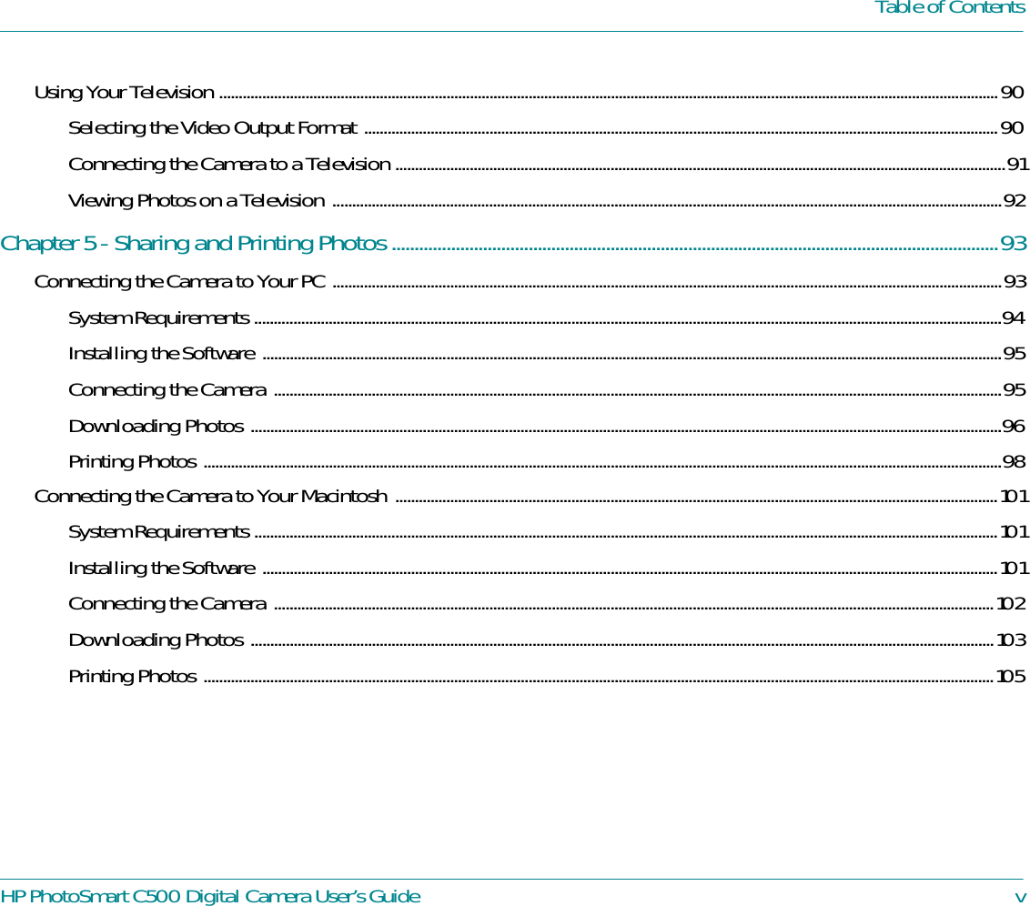 Page 5 of 8 - HP DracoUGTOC Photo Smart C500 Digital Camera Users Guide - Table Of Contents Bpy00524