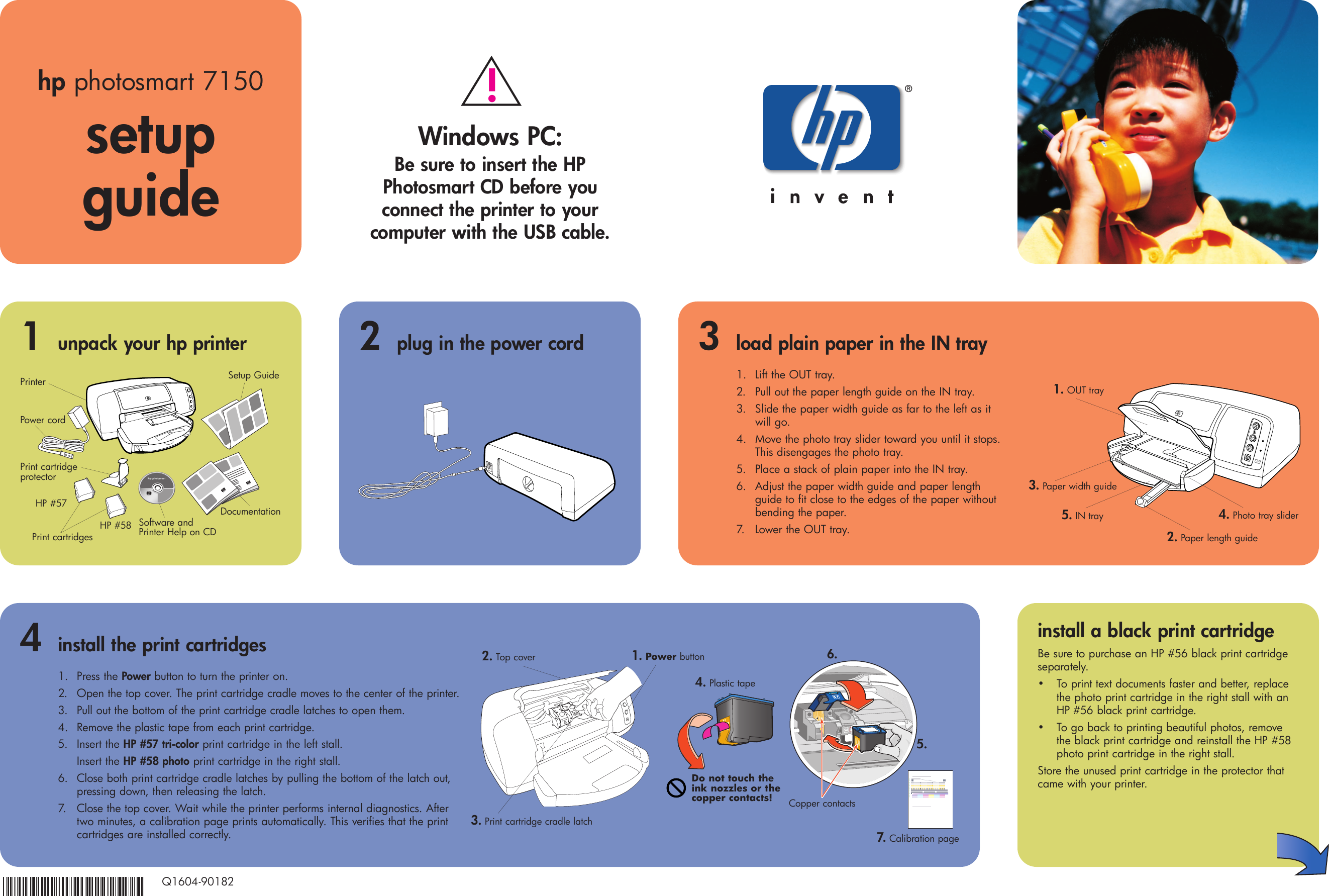 Page 1 of 2 - HP 7305 Photosmart 7150 Printer - (English) Setup Guide Bpy20887