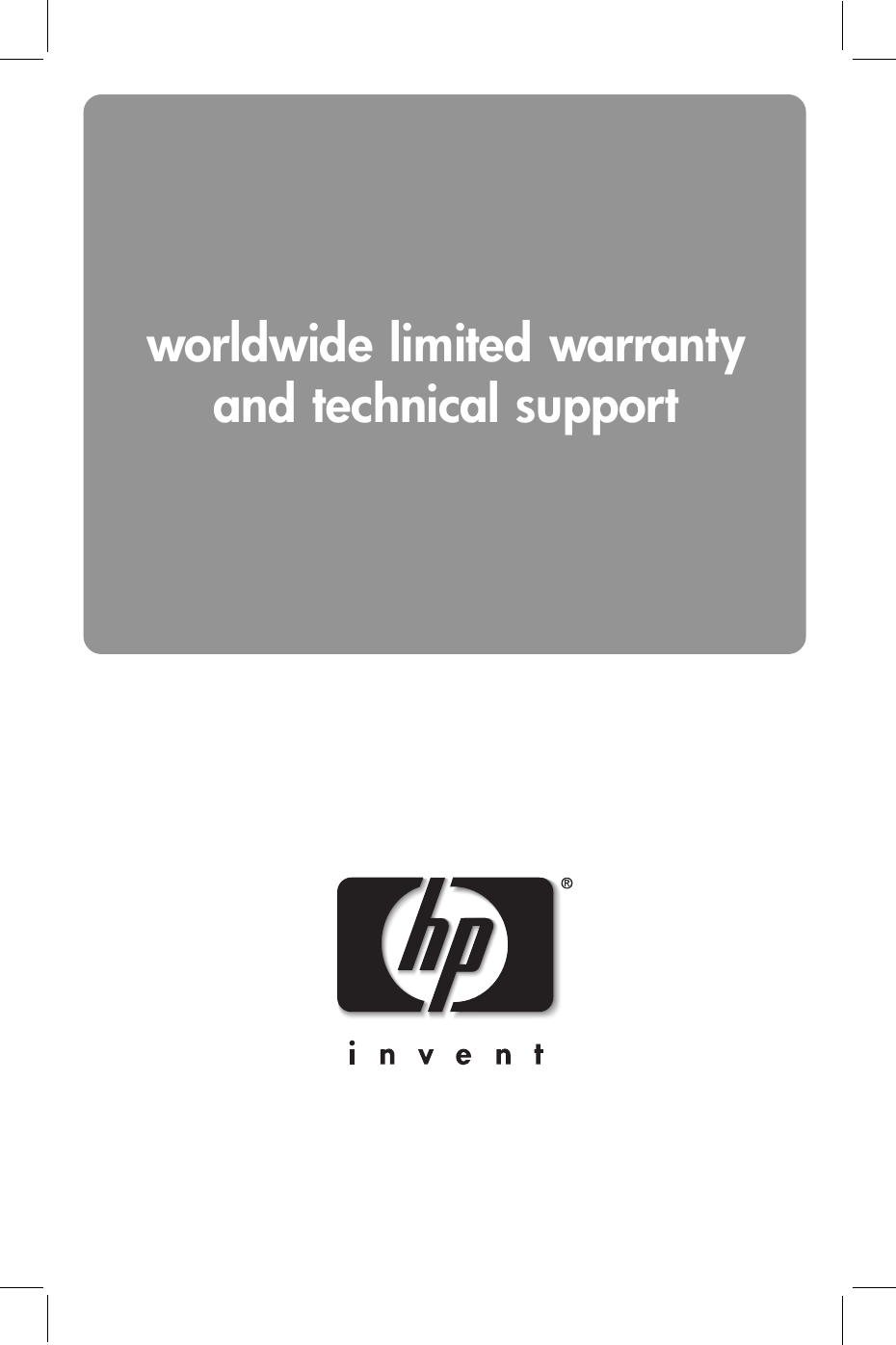 HP Notebook Products Series Worldwide Limited Warranty And Technical