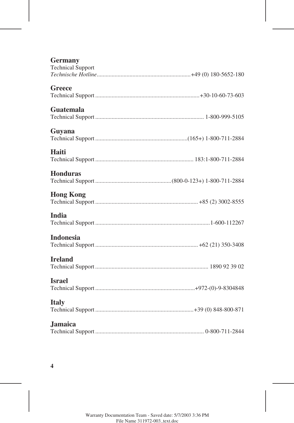 Page 3 of 6 - HP Worldwide Telephone Numbers Notebook Series - C00047049