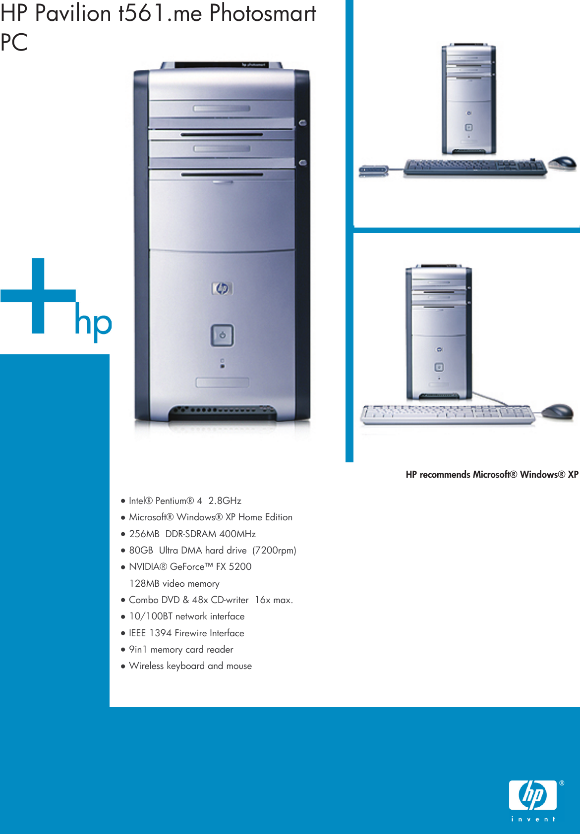 Page 1 of 2 - HP Summer Desktop Datasheet Pavilion PC - T561.me Product Specifications C00169894