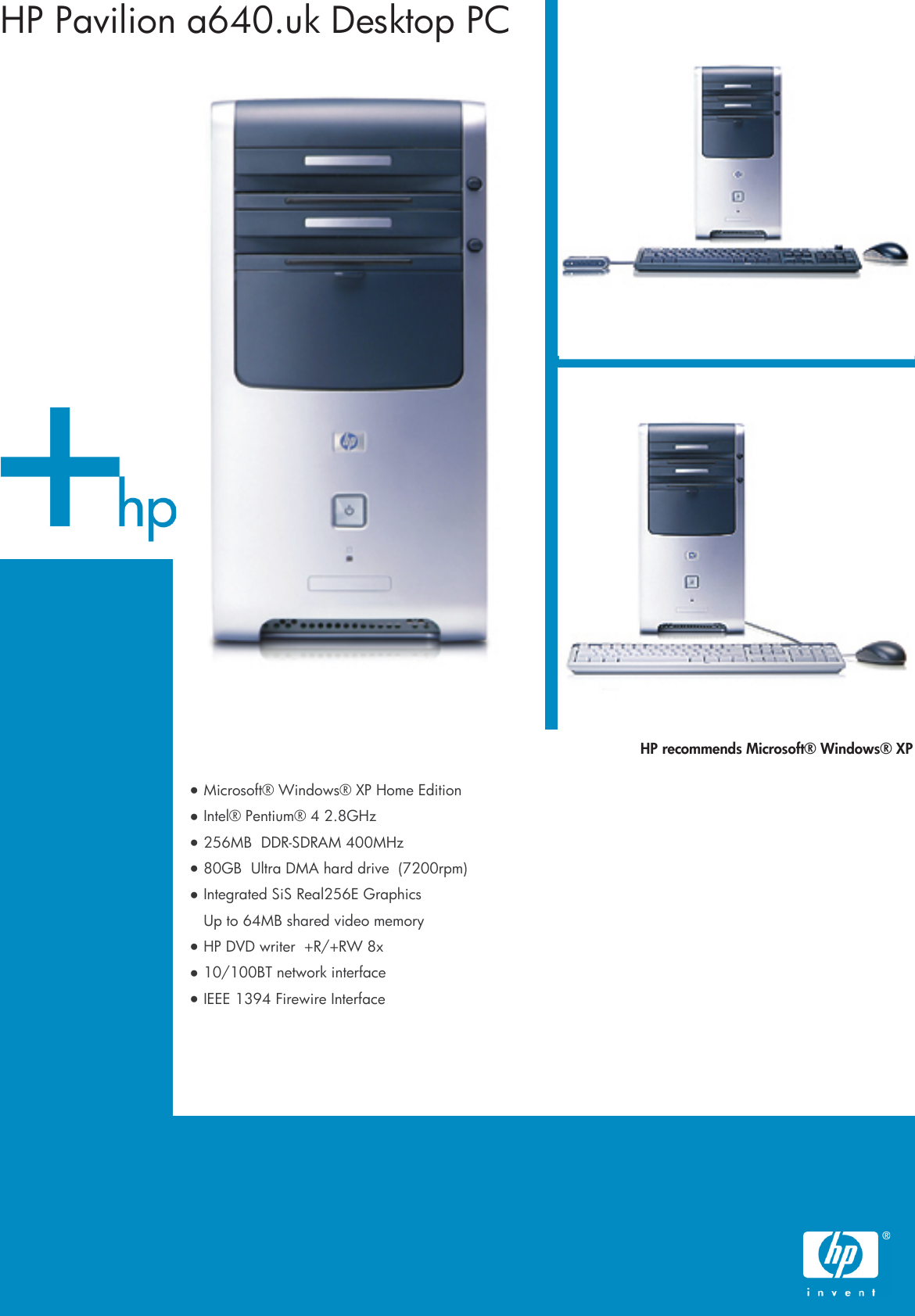 Page 1 of 2 - HP Summer Desktop Datasheet Pavilion PC - A640.uk Product Specifications C00242935