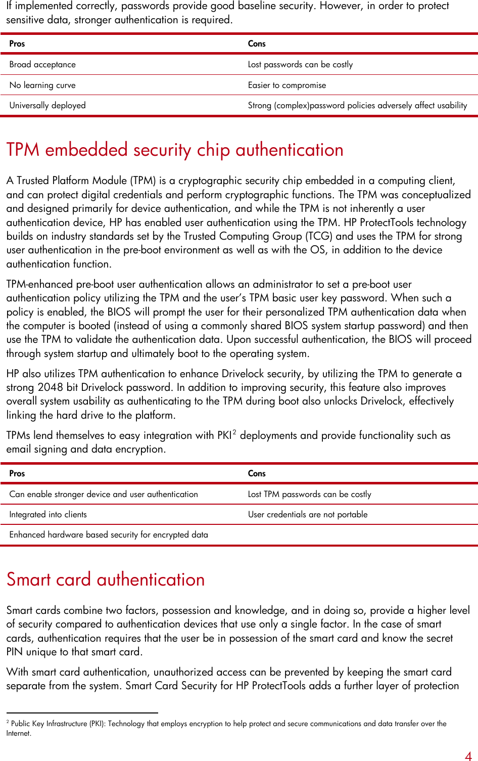 Page 4 of 9 - HP ProtectTools Protect Tools: Authentication Technologies And Suitability To Task C00392188