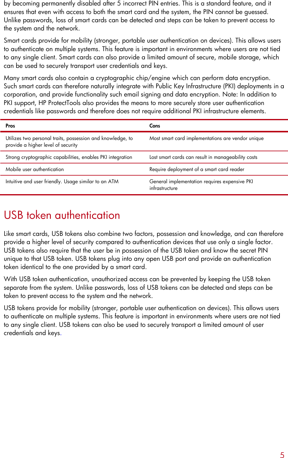 Page 5 of 9 - HP ProtectTools Protect Tools: Authentication Technologies And Suitability To Task C00392188
