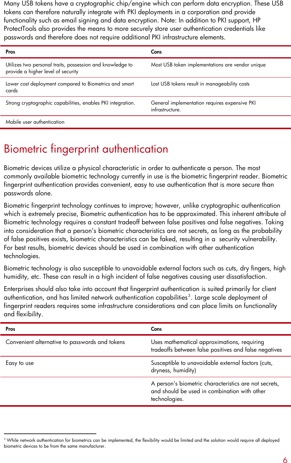 Page 6 of 9 - HP ProtectTools Protect Tools: Authentication Technologies And Suitability To Task C00392188