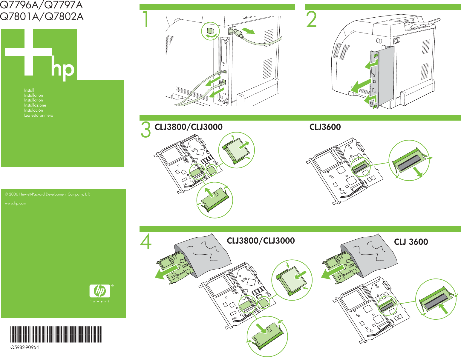HP Color LaserJet 3000/3600/3800 Series Printers Formatter Install Guide  XLWW Laser Jet (Multiple Language) C00495256