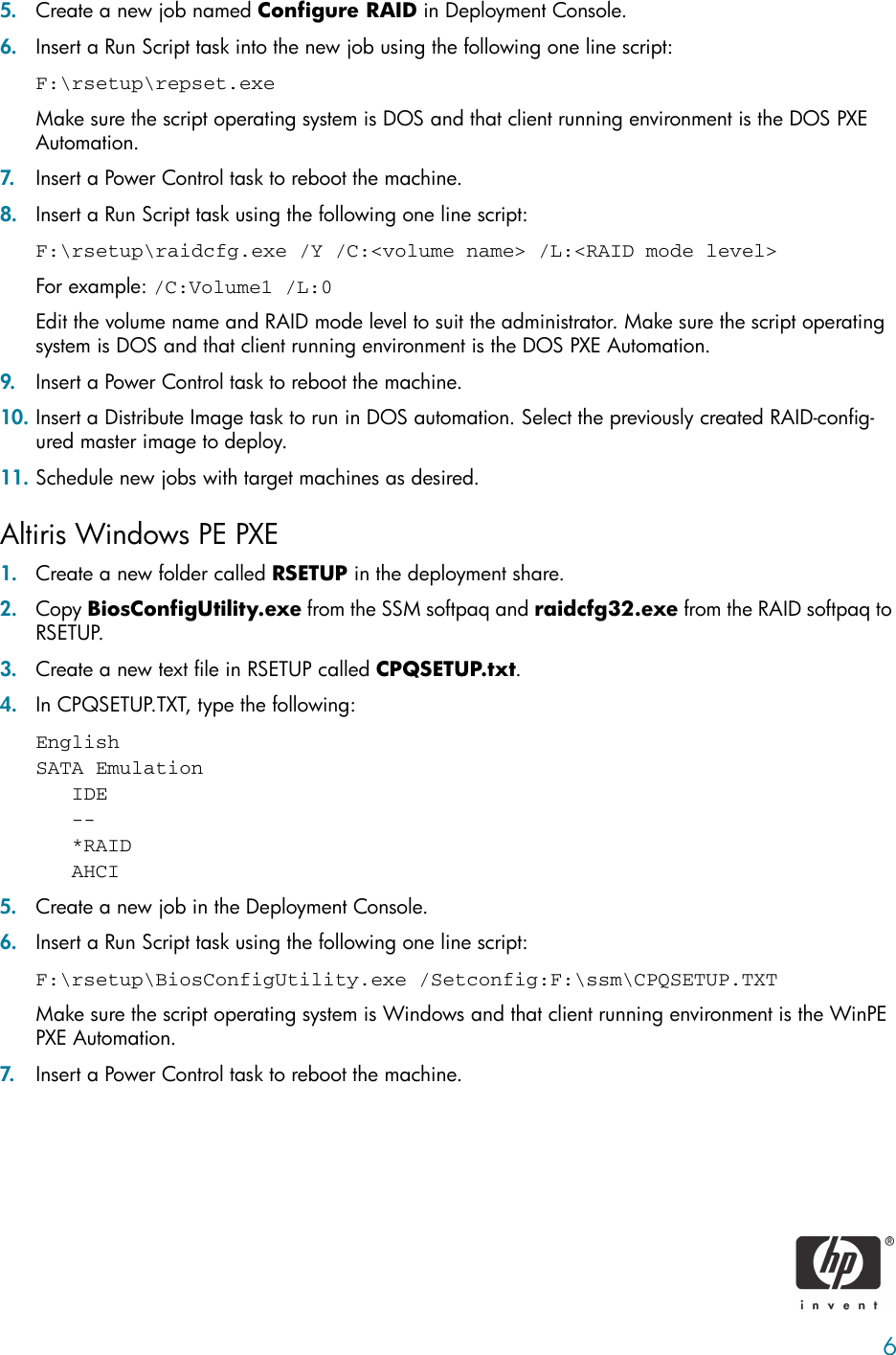Page 6 of 7 - HP RAID Image Deployment On Compaq Dc7000 Series Business PCs C00767036