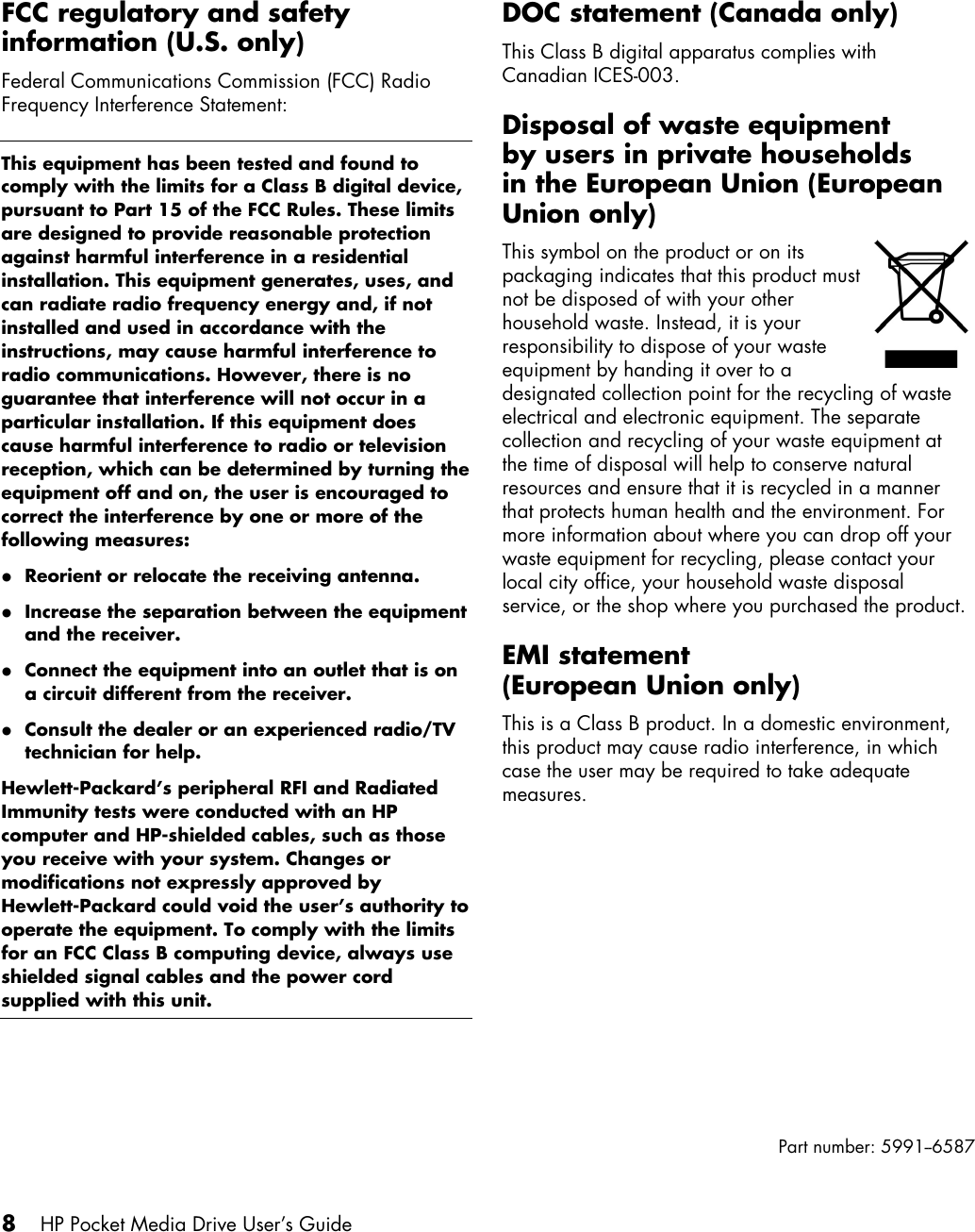 Page 12 of 12 - HP User's Guide  PD0800, PD1200 Pocket Media Drives - C00770956