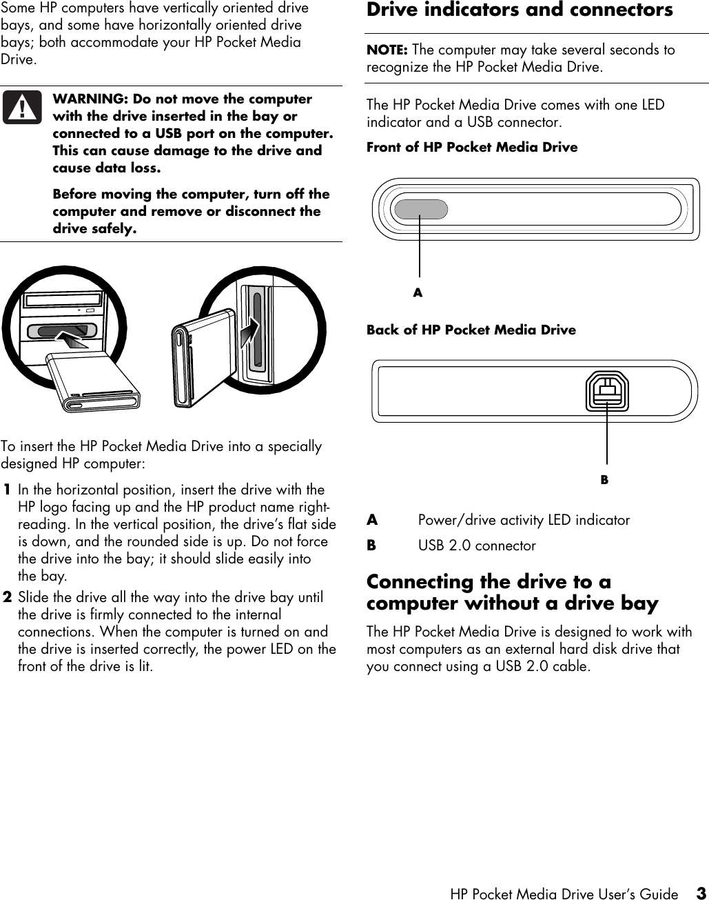 Page 7 of 12 - HP User's Guide  PD0800, PD1200 Pocket Media Drives - C00770956