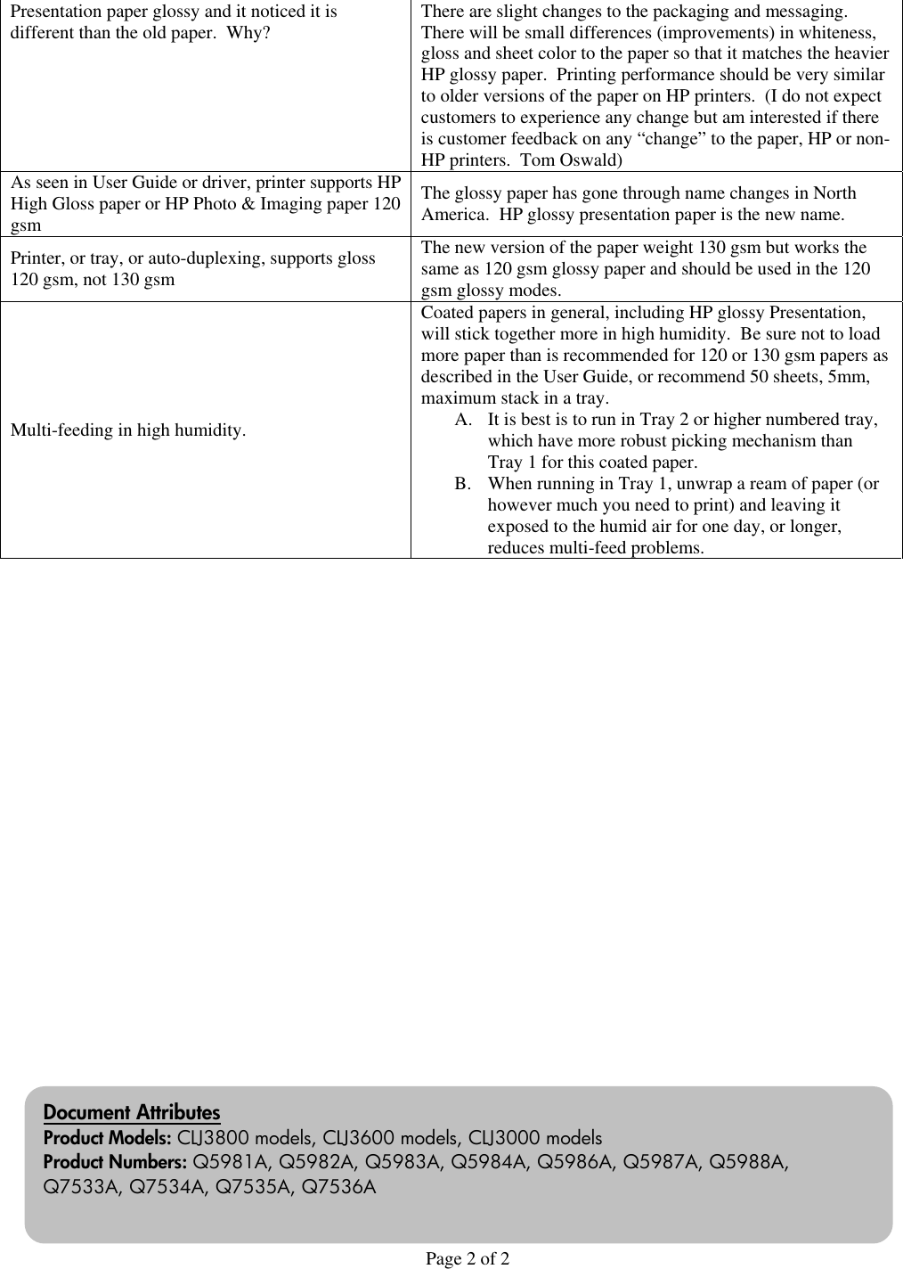 Page 2 of 2 - HP - Polaris Paper _New 130gm2 Paper_ Color Laser Jet 3000