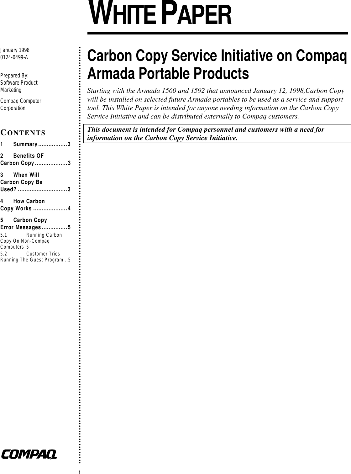 Page 1 of 5 - HP  Carbon Copy Service Initiative C01129515