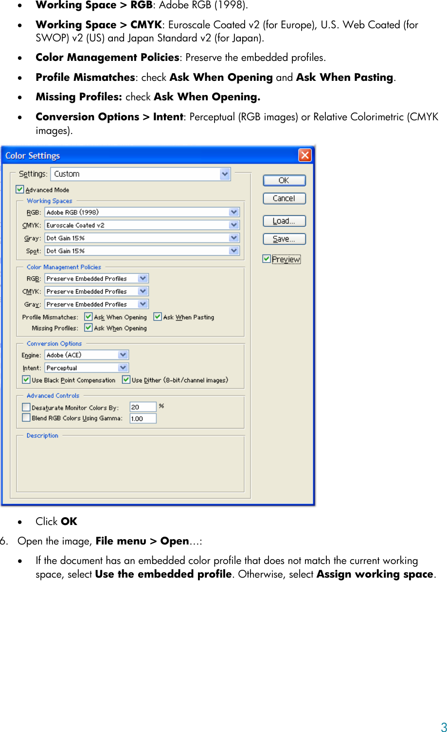 Page 3 of 7 - HP LFP Printing Knowledge Center Designjet 30/90/130 Guide [EFI Designer Edition RIP] - Proof A Press With CMYK [Adobe Photoshop CS Windows] C01557313