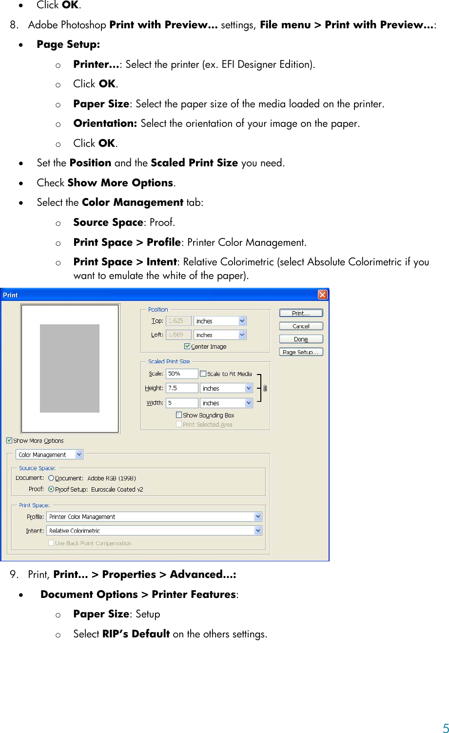 Page 5 of 7 - HP LFP Printing Knowledge Center Designjet 30/90/130 Guide [EFI Designer Edition RIP] - Proof A Press With CMYK [Adobe Photoshop CS Windows] C01557313