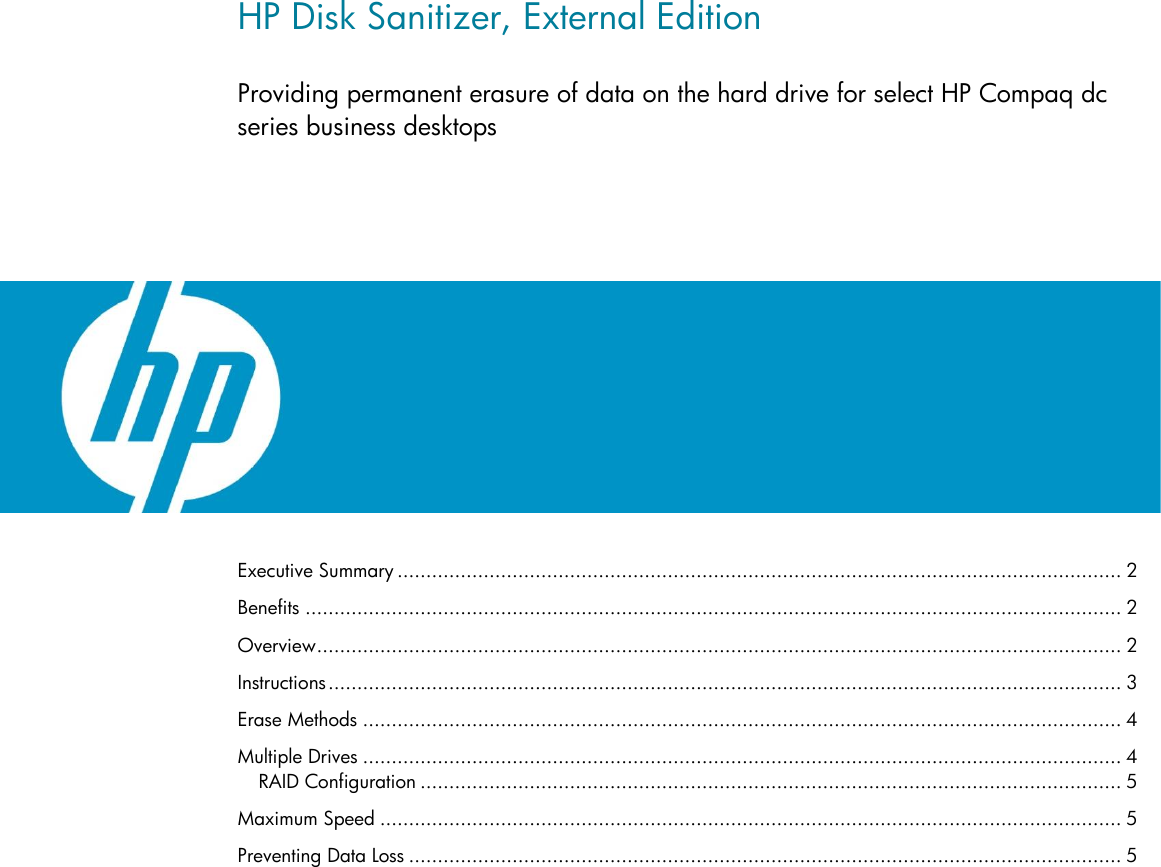 Page 1 of 6 - HP  Disk Sanitizer, External Edition C01631502