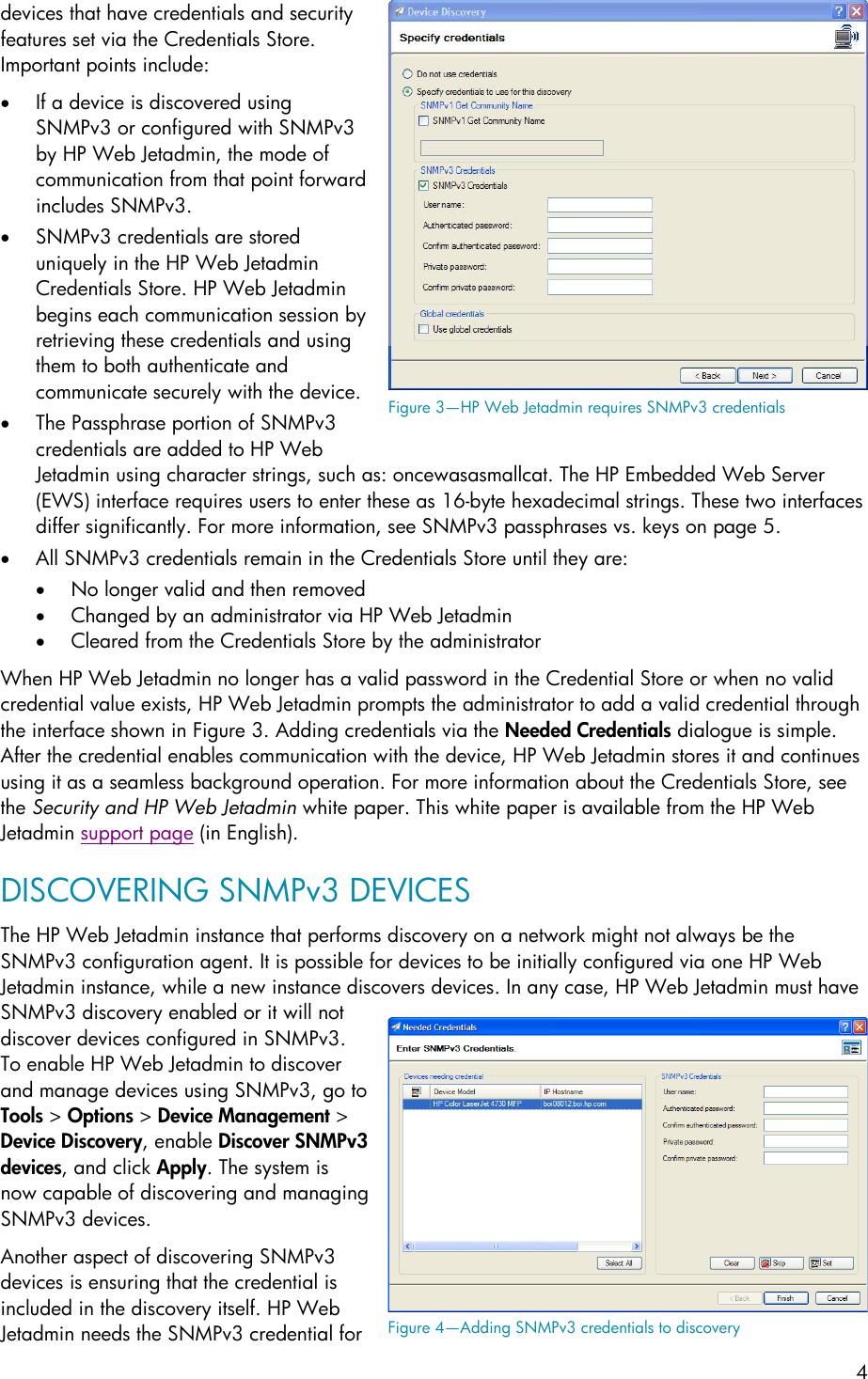 Page 4 of 7 - HP Understanding SNMPv3 And Web Jetadmin - ENWW C01941786