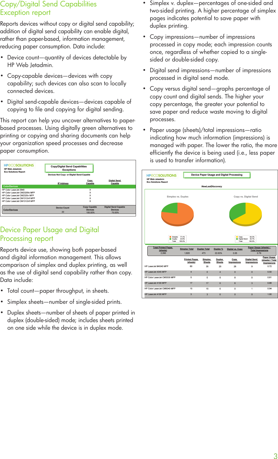 Page 3 of 8 - HP  Web Jetadmin Software - Eco Solutions Reports C01951651