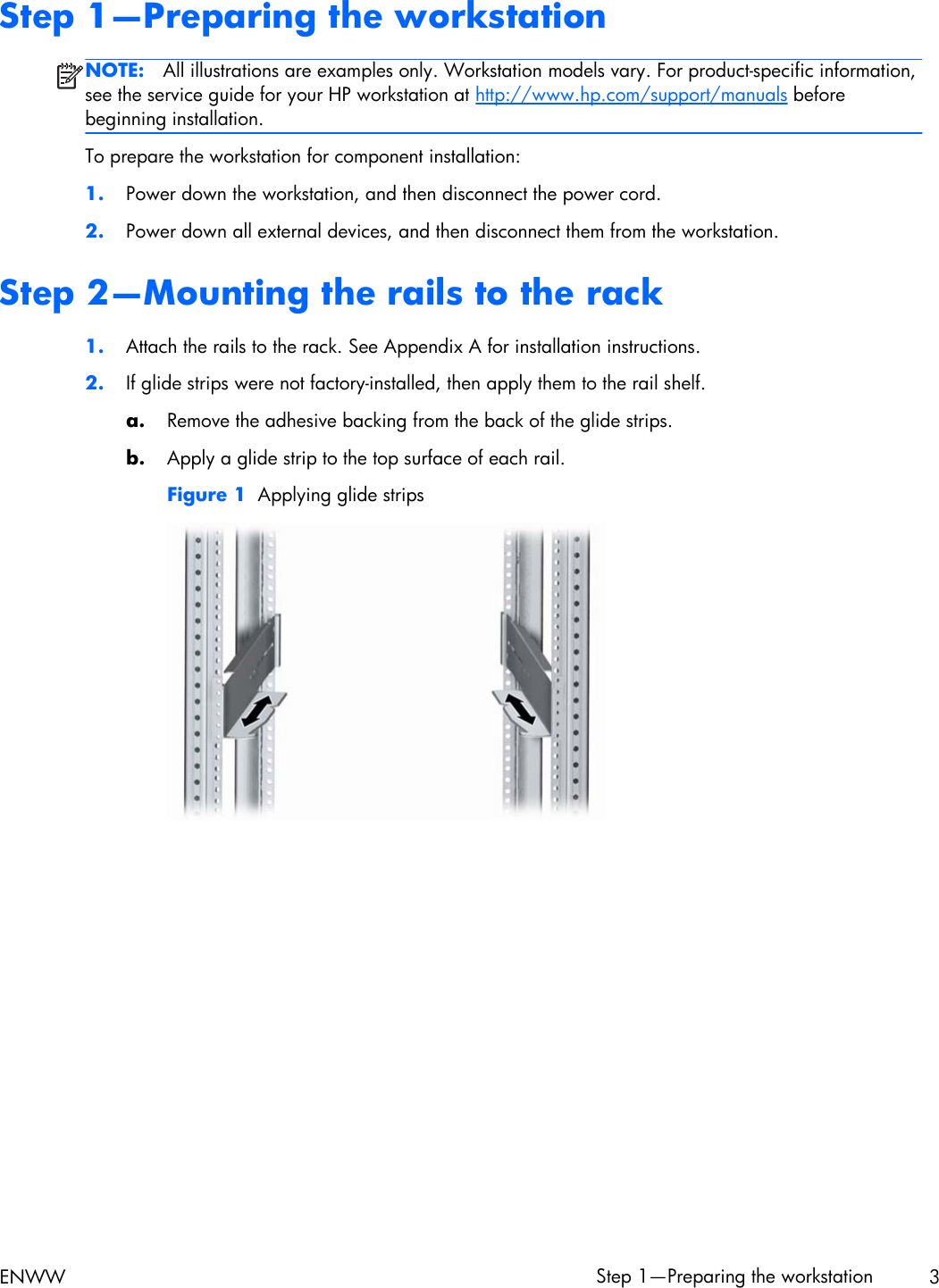 Page 3 of 10 - HP  Z200, Z400 And Xw4000 Workstations - Rack Mount Tray Installation C02027237