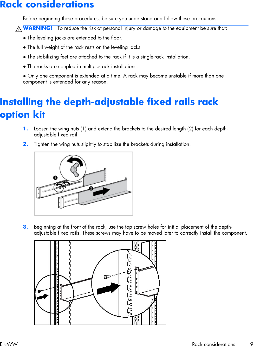 Page 9 of 10 - HP  Z200, Z400 And Xw4000 Workstations - Rack Mount Tray Installation C02027237